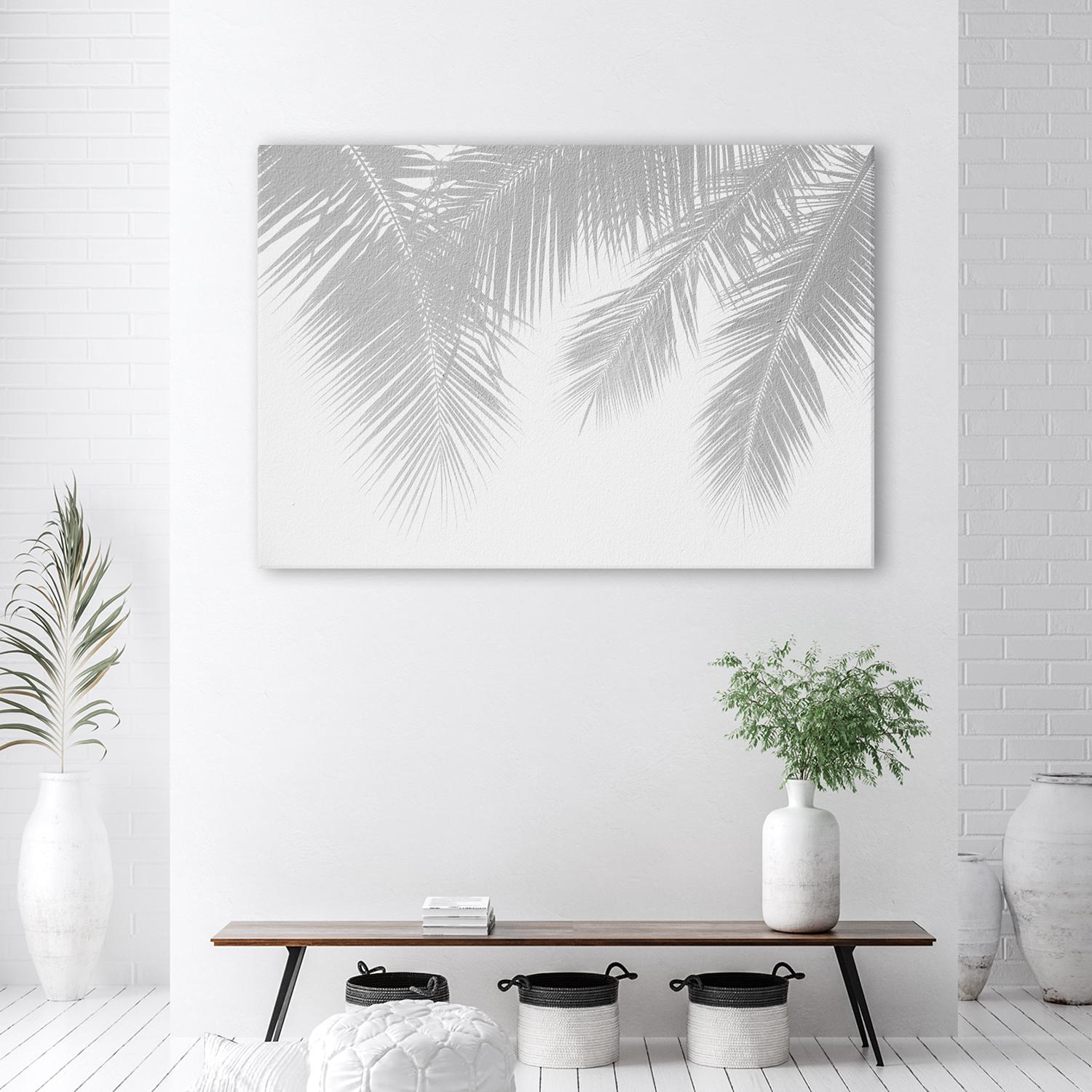 Canvasbillede, grå palmeblade