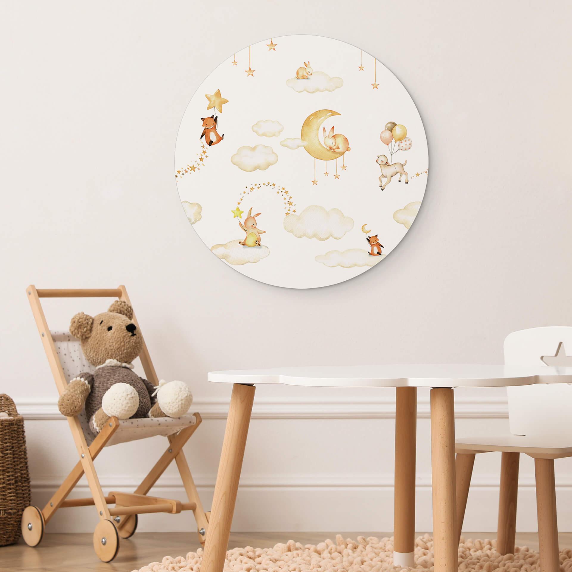 Kinderzimmer Wandbild Oliver Robins - Süße Träume weiß - Alu-Dibond Rund