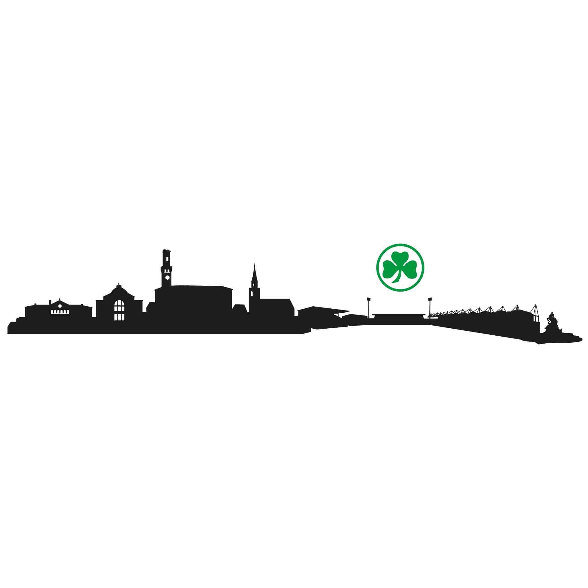 Wandtattoo SpVgg Greuther Fürth Skyline mit Kleeblatt farbig 1
