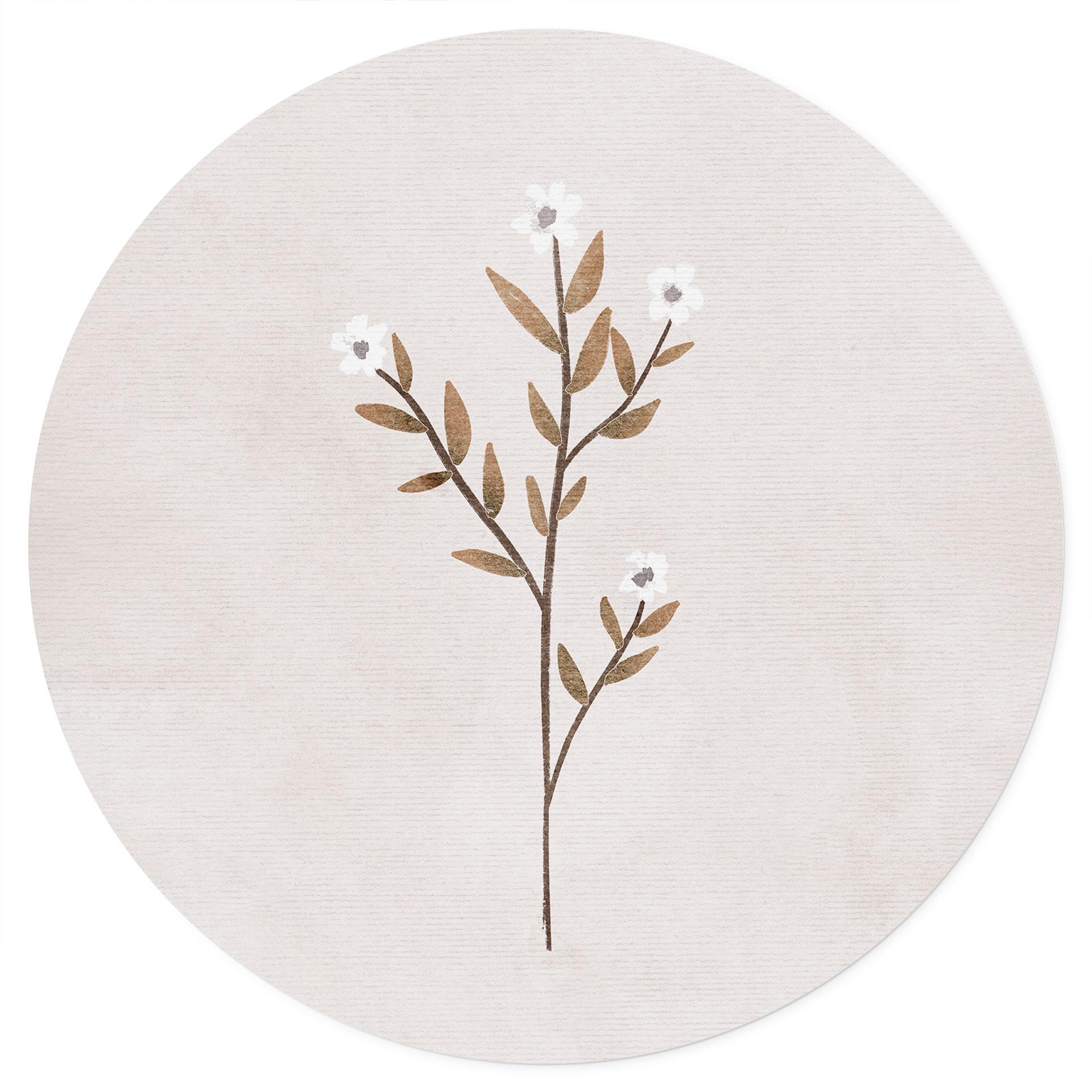 Muursticker Bloemen illustratie - Vergeet-me-nietje - Goed Blauw - Rond