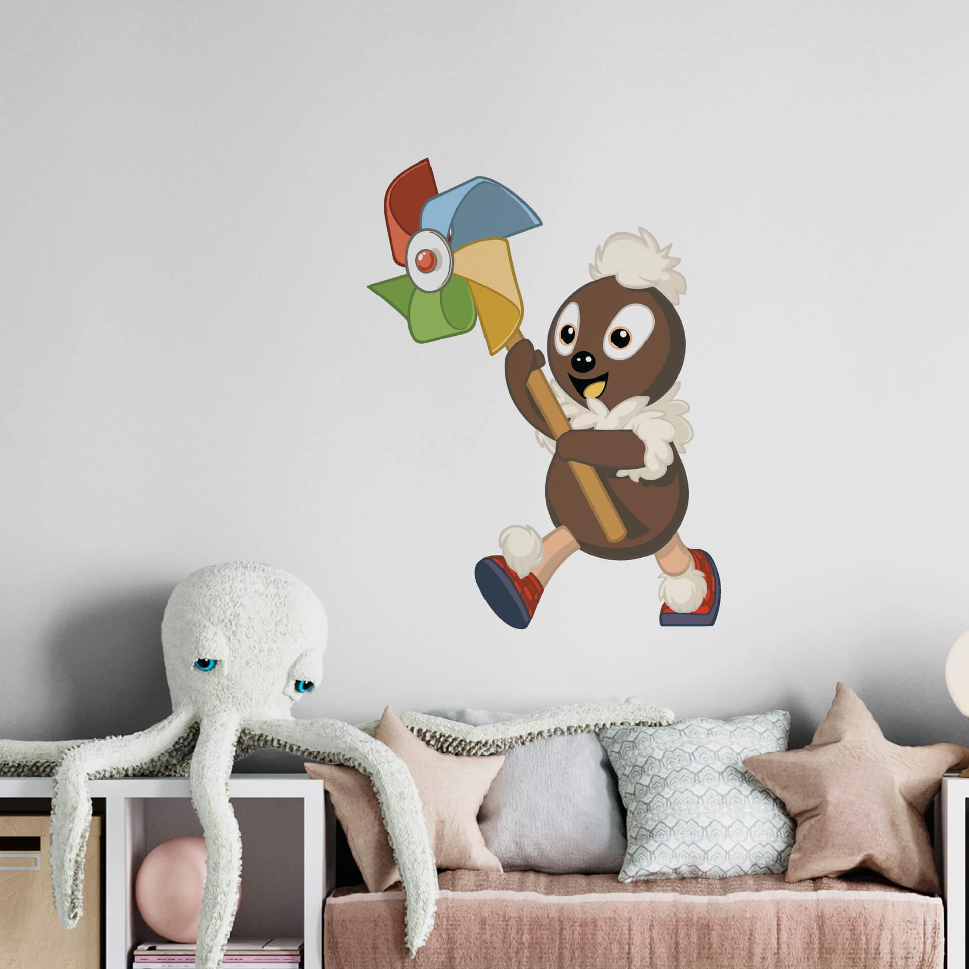 Kinderzimmer Wandtattoo Unser Sandmännchen - Pittiplatsch mit Windrad