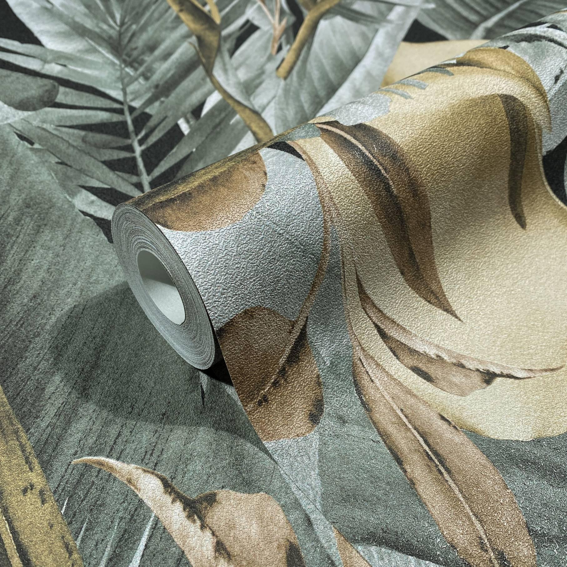 Blomstertapet non-woven Spirit of Jungle grå, brun