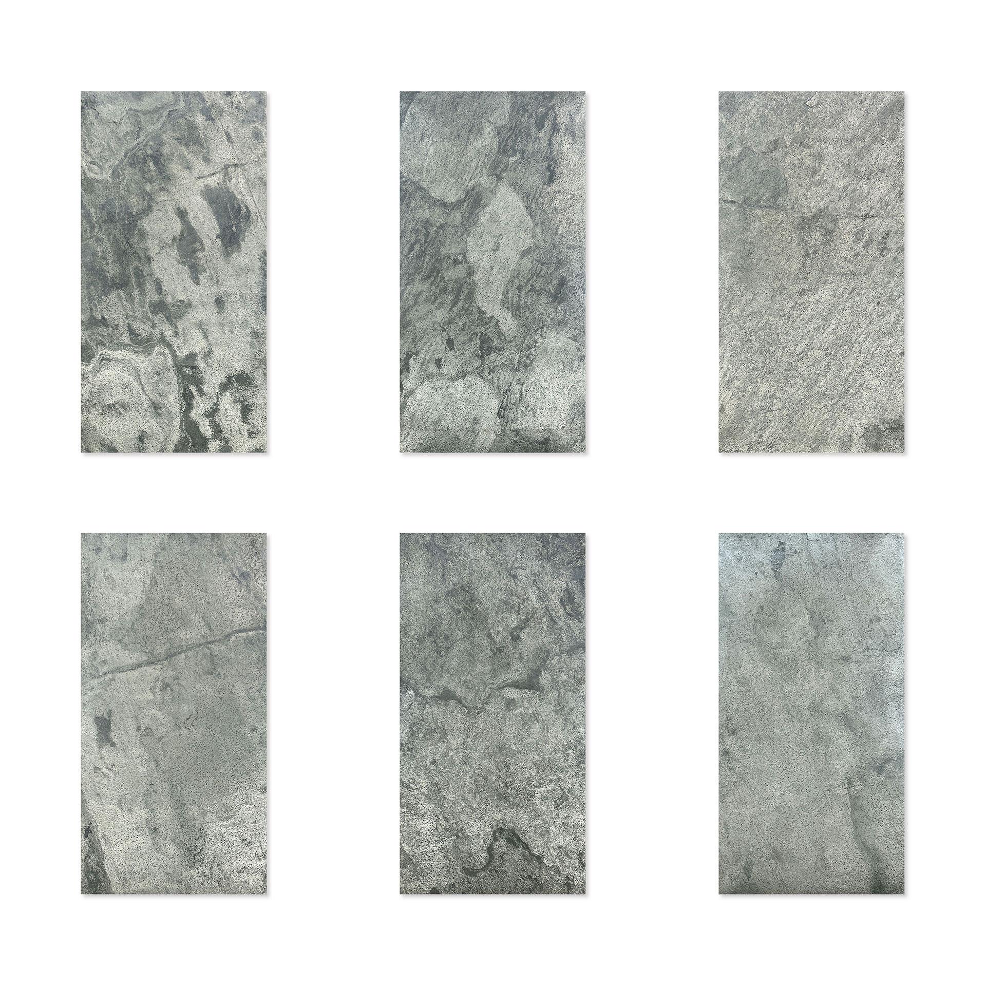 Echtstein - 3D Wandpaneel, Set aus 6 Natursteinplatten als luxuriöse Wandverkleidung - Glimmerschief