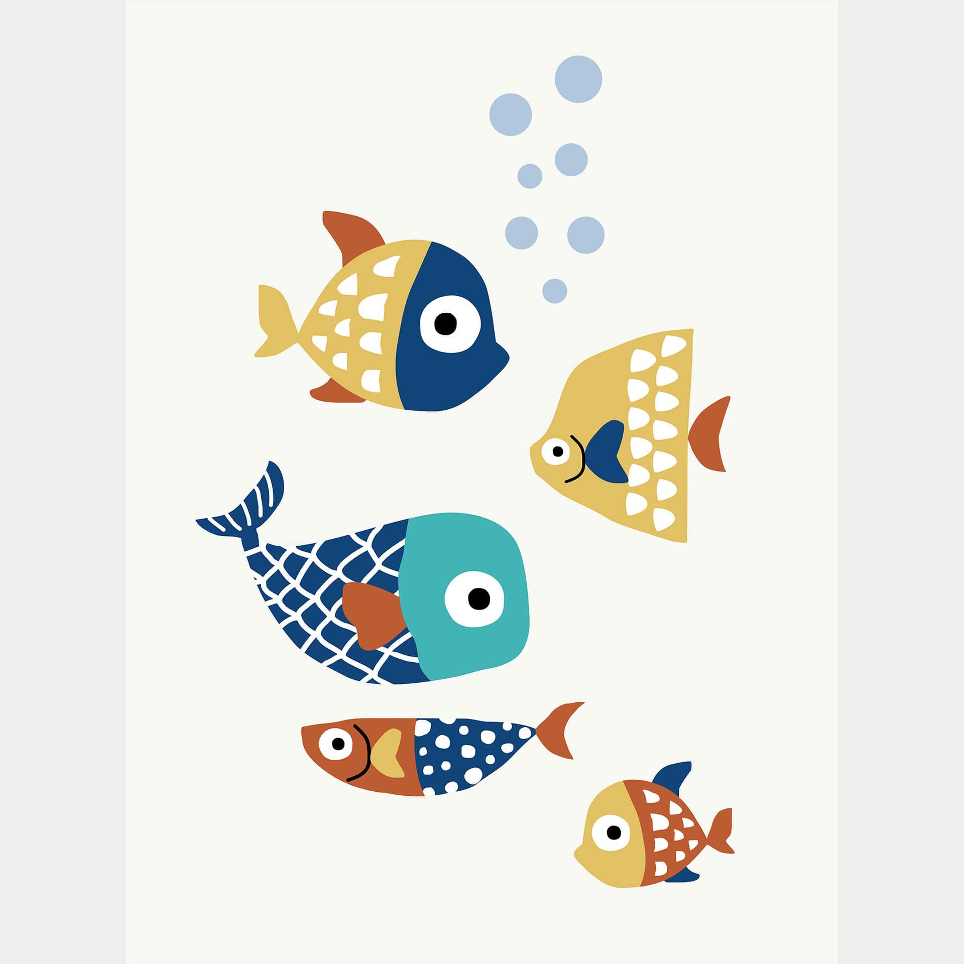 Fotobehang Kubistika - Colorful Fish