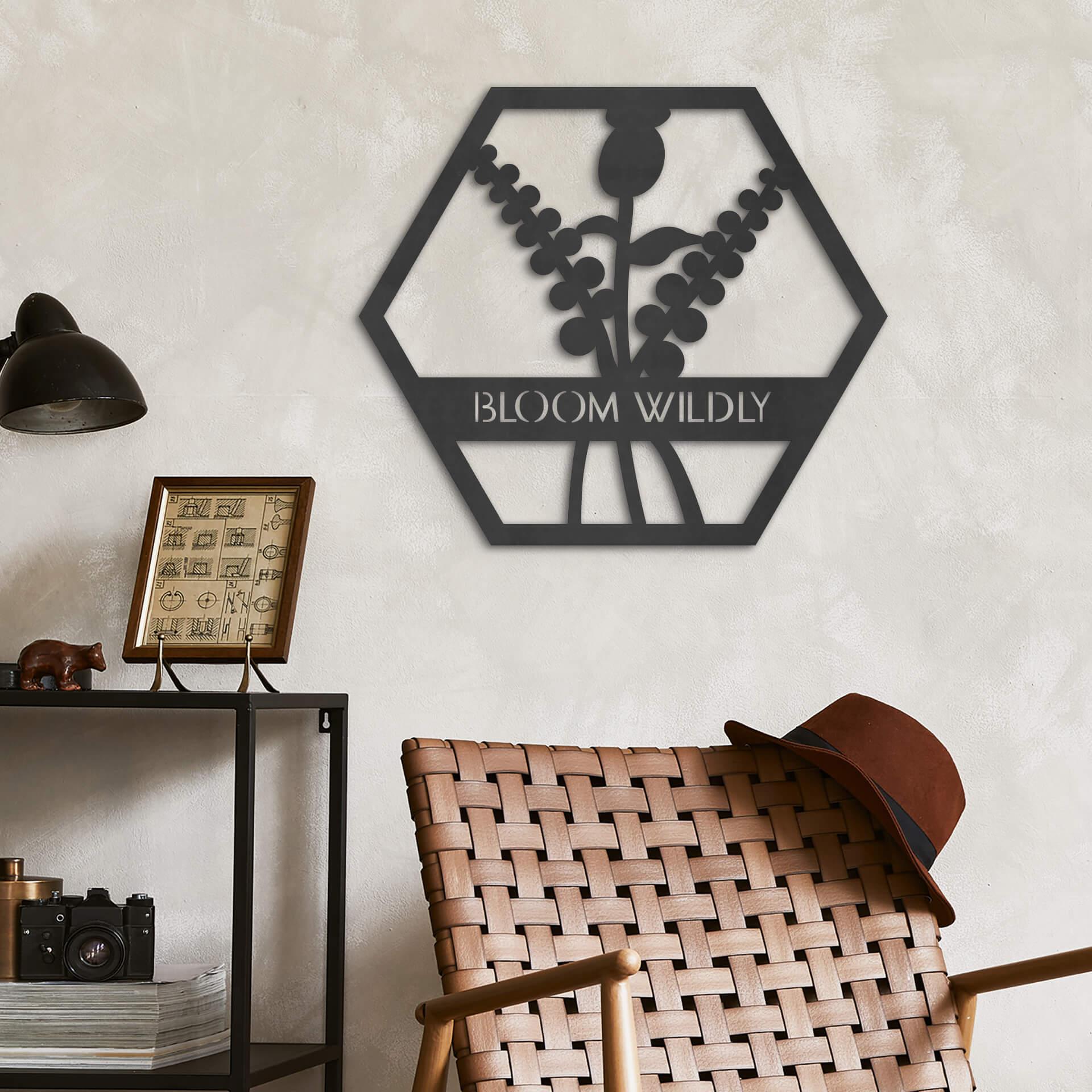 MDF - Decoración en madera - Flores en hexágono - Bloom Wildly
