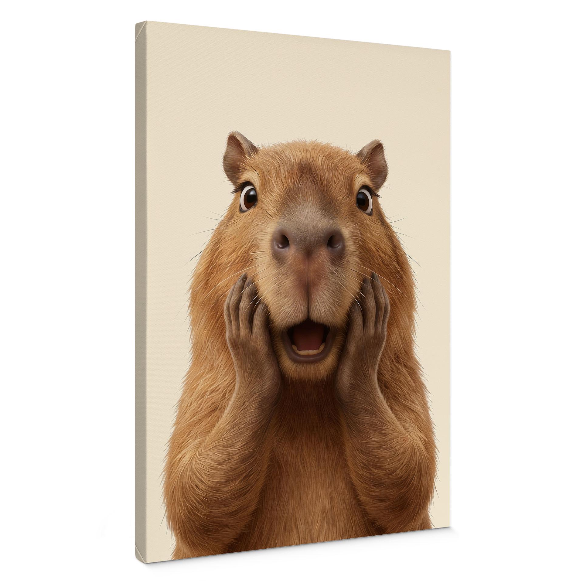 Canvasbillede Overrasket kapivar