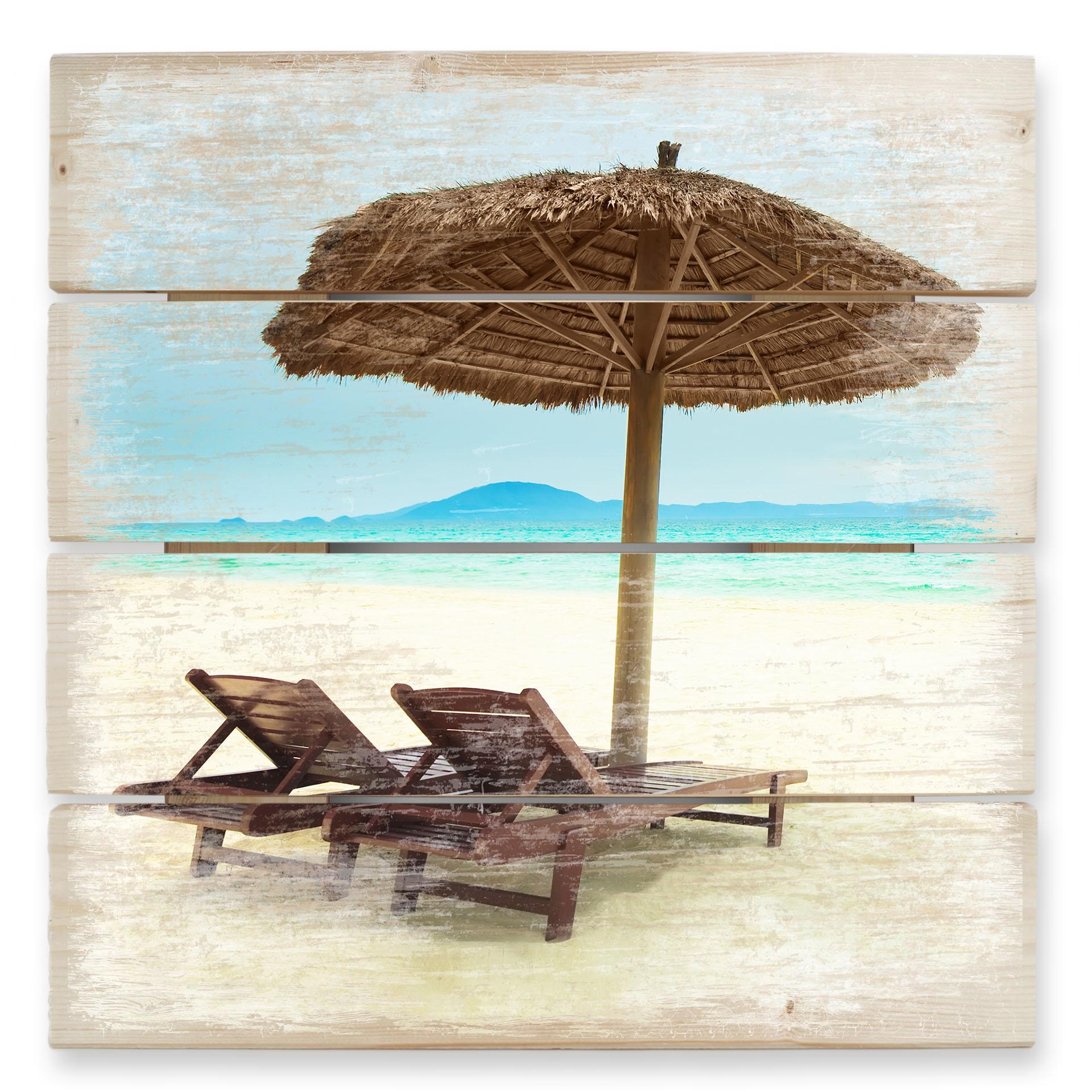 Cuadro de madera Vacaciones en el paraíso - 40x41,5 cm