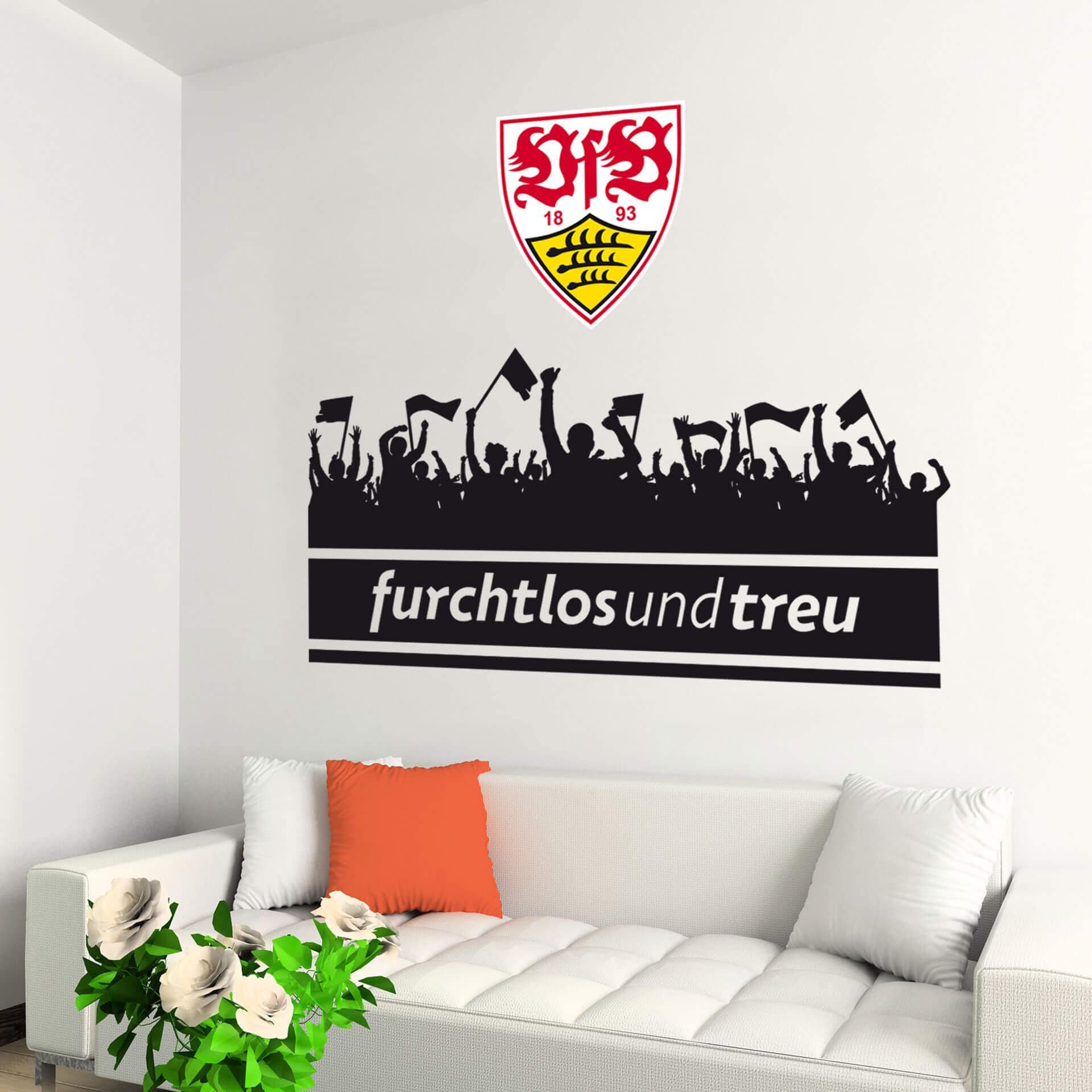 Wandtattoo VfB Stuttgart Fans mit Logo farbig