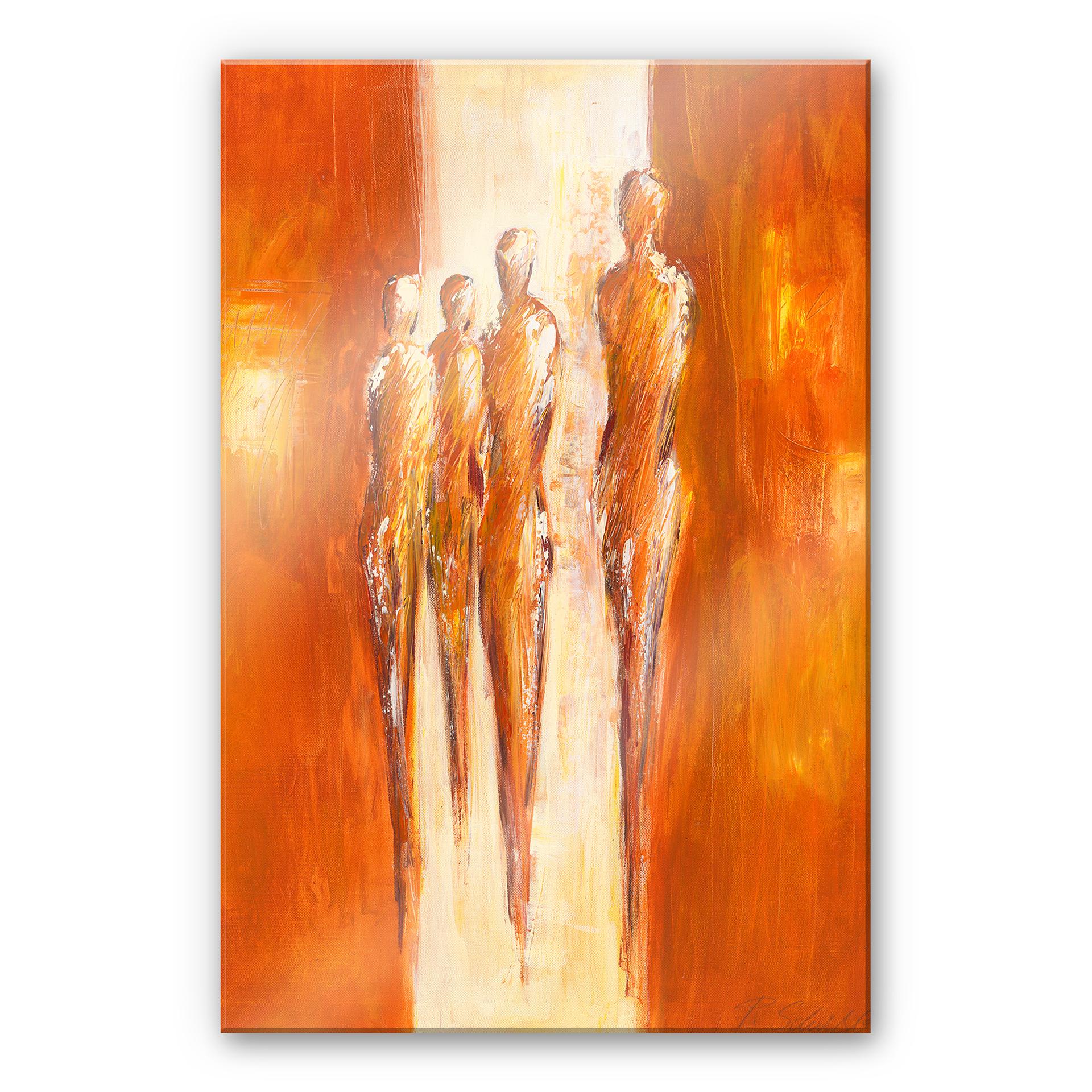 Acrylglasbild Schüßler - Vier Figuren in Orange 2