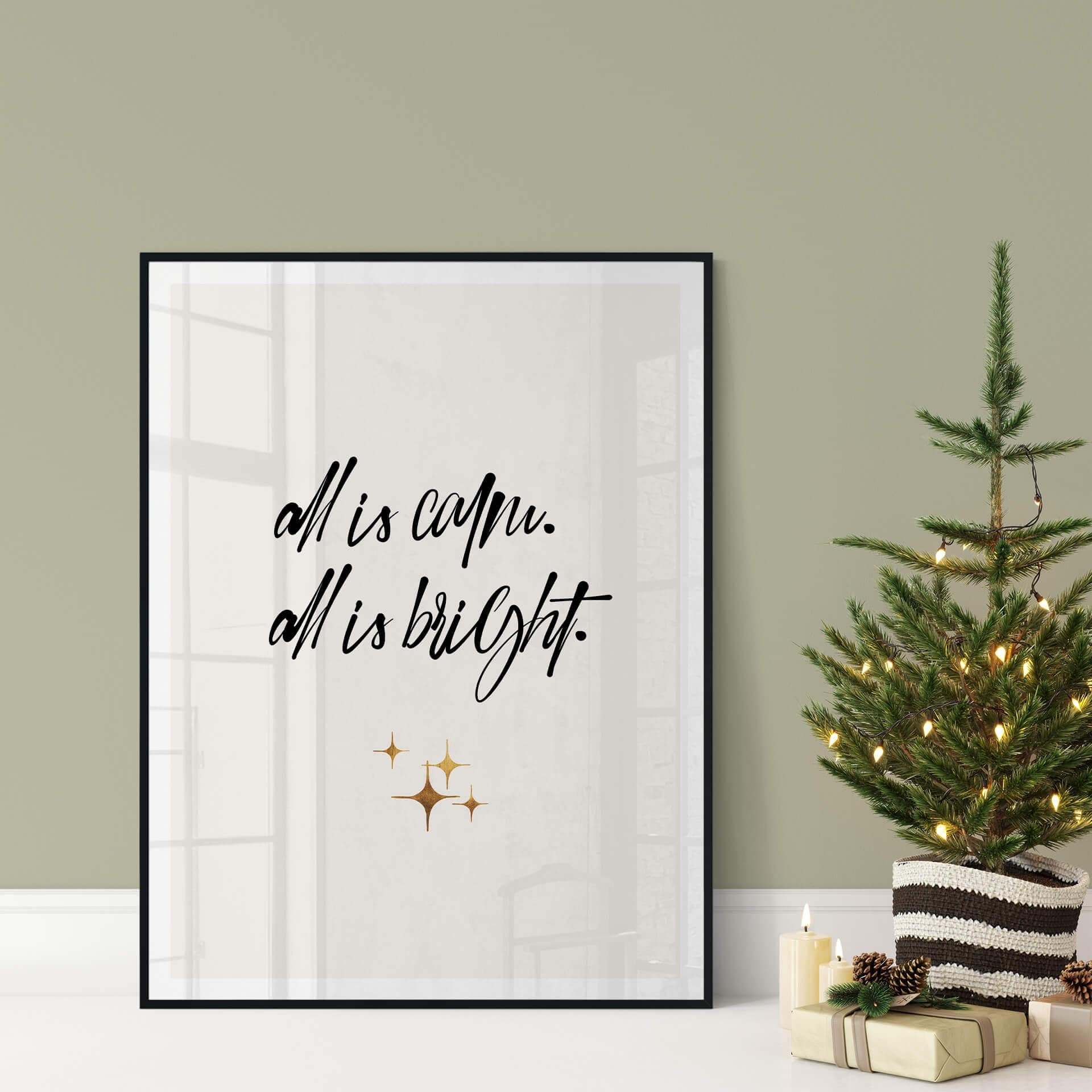 Poster Kubistika - All is Calm All is Bright - Kerstposter