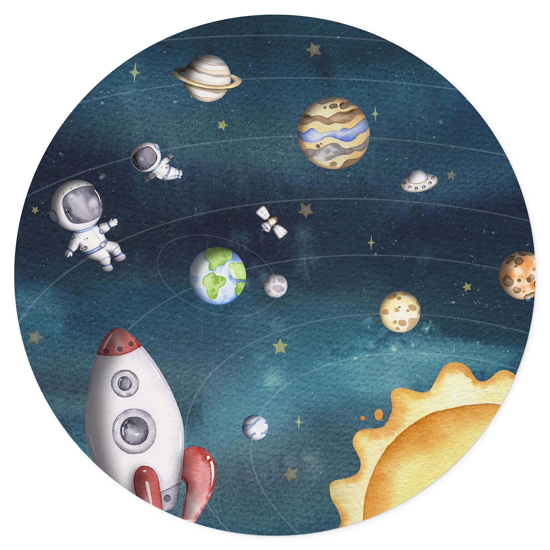 Wandtattoo Weltraum Abenteuer mit Astronauten - Oliver Robins - Rund