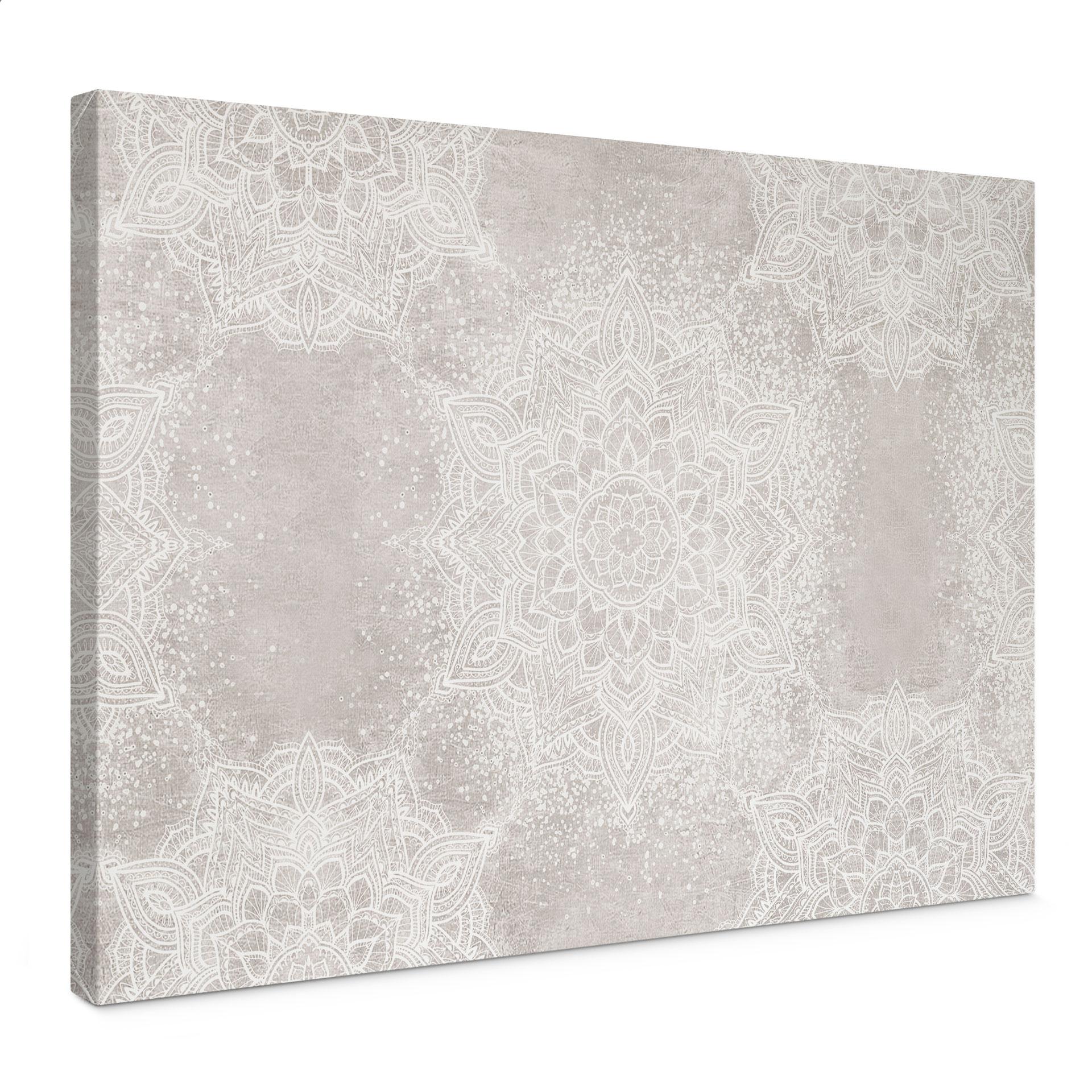 Canvasbillede Blød mandala på grå-beige - Bloomery Decor