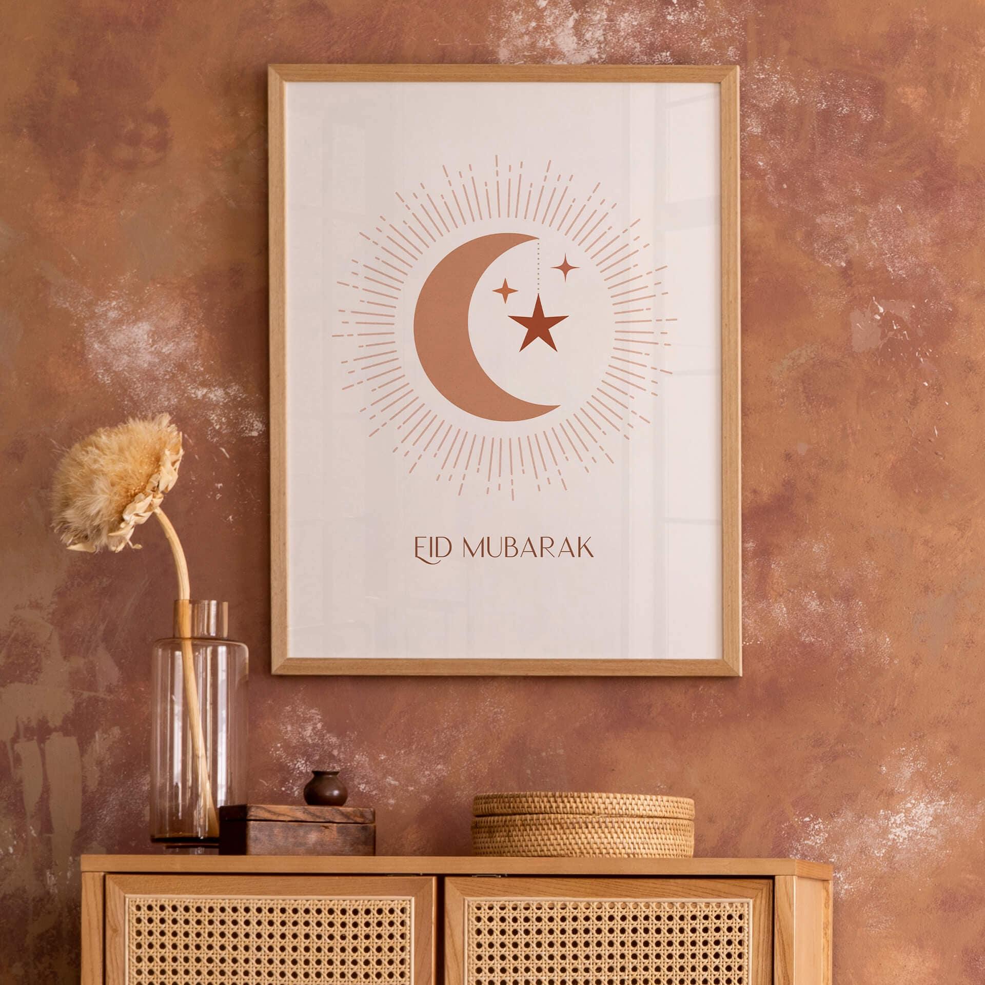 Plakat Eid Mubarak półksiężyc