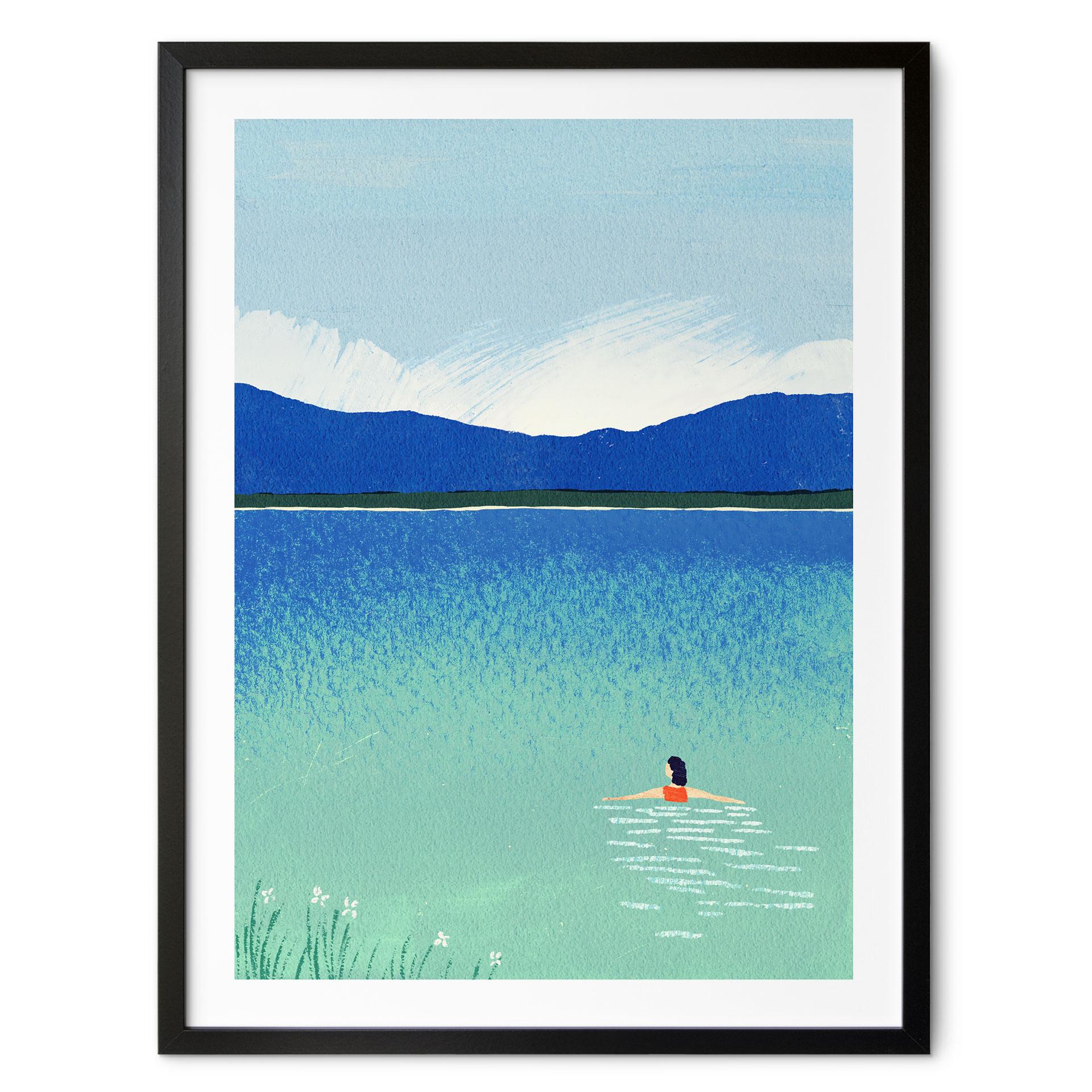 Poster Sommarbad i bergsjön - Rivers