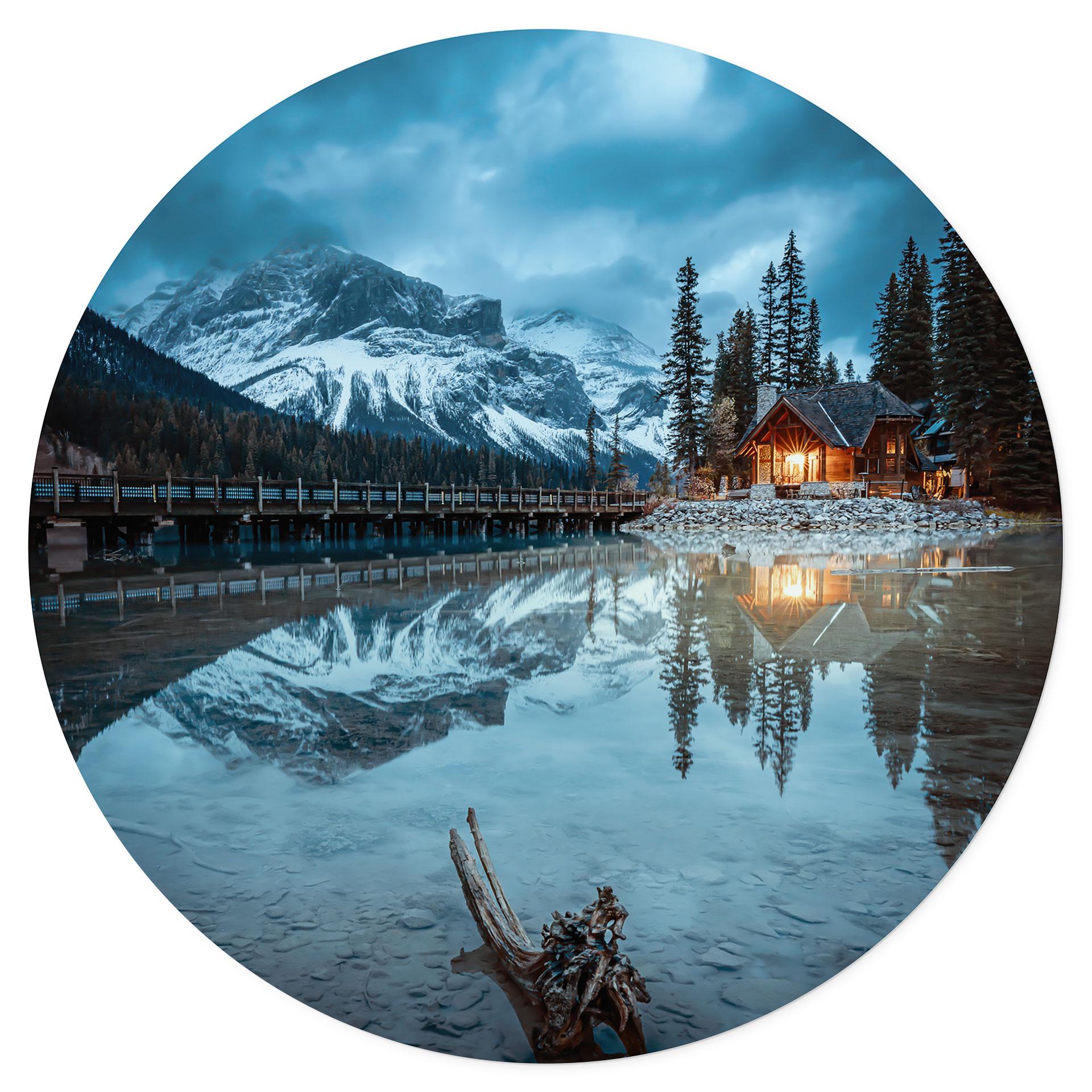 Vinilo decorativo Idilio montañés en el lago del atardecer - Bing Li - Redondo
