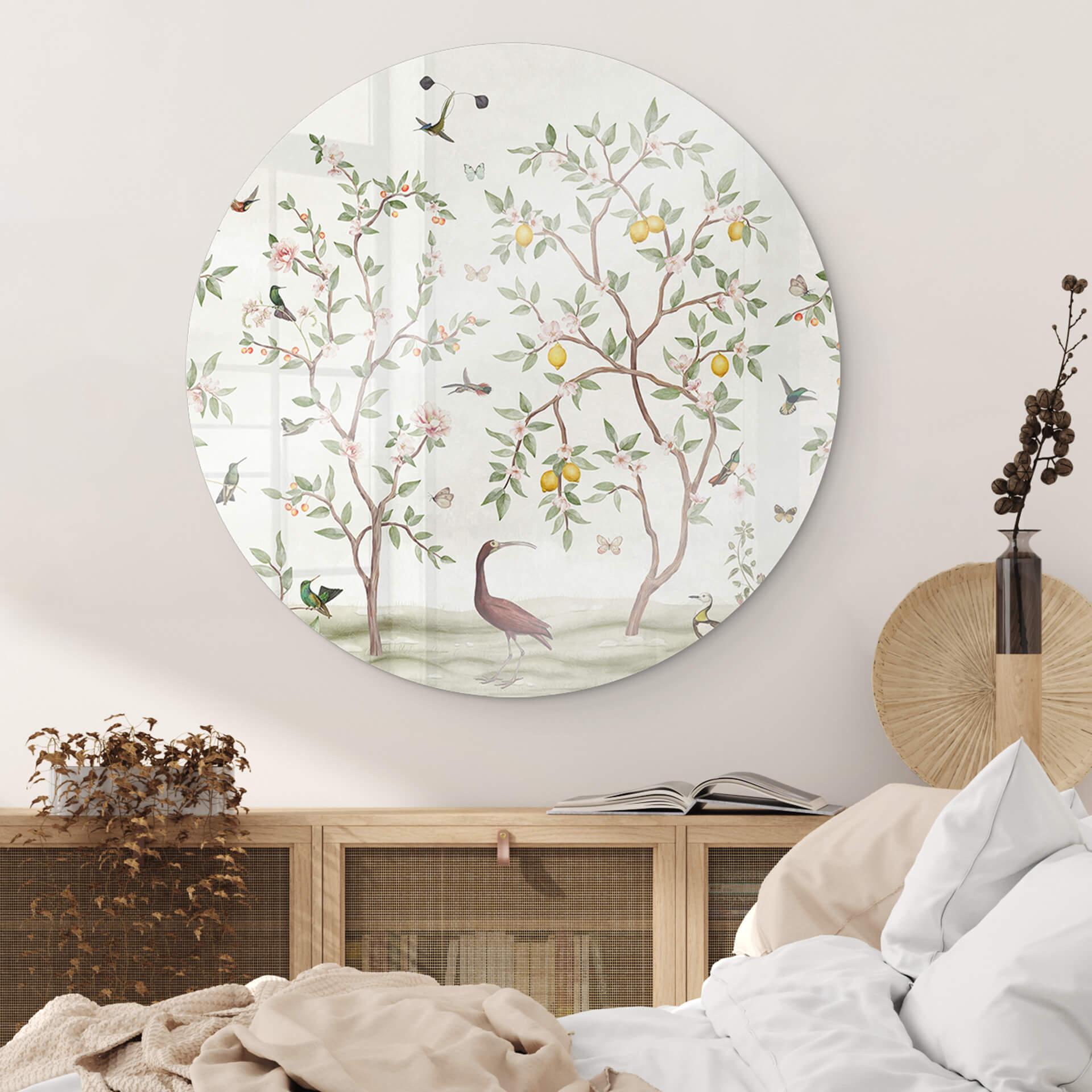 Glasschilderij rond Sir Edward  - Lemon Tree Chinoiserie
