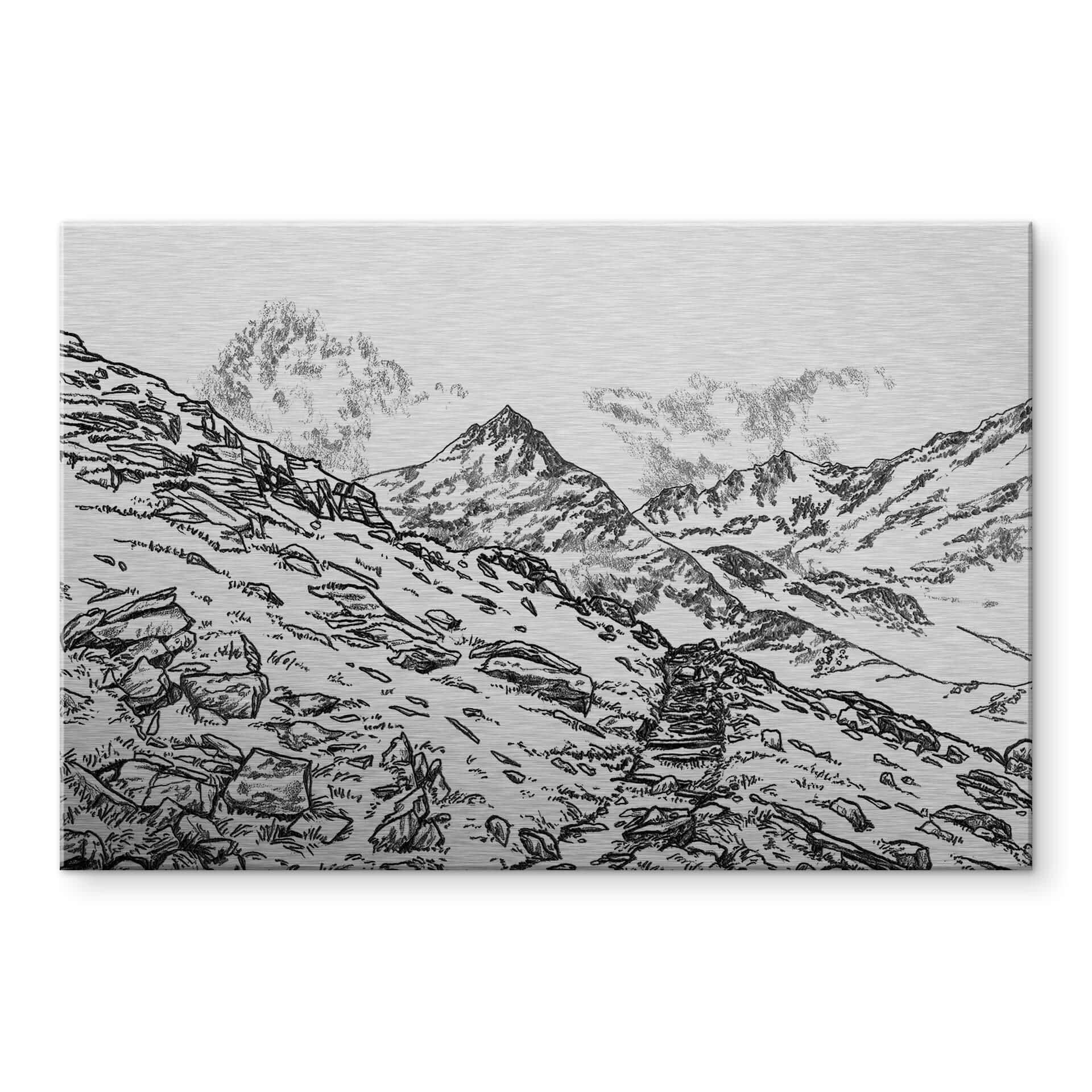 Tableau en alu-Dibond effet argenté Sparshott - La course en montagne