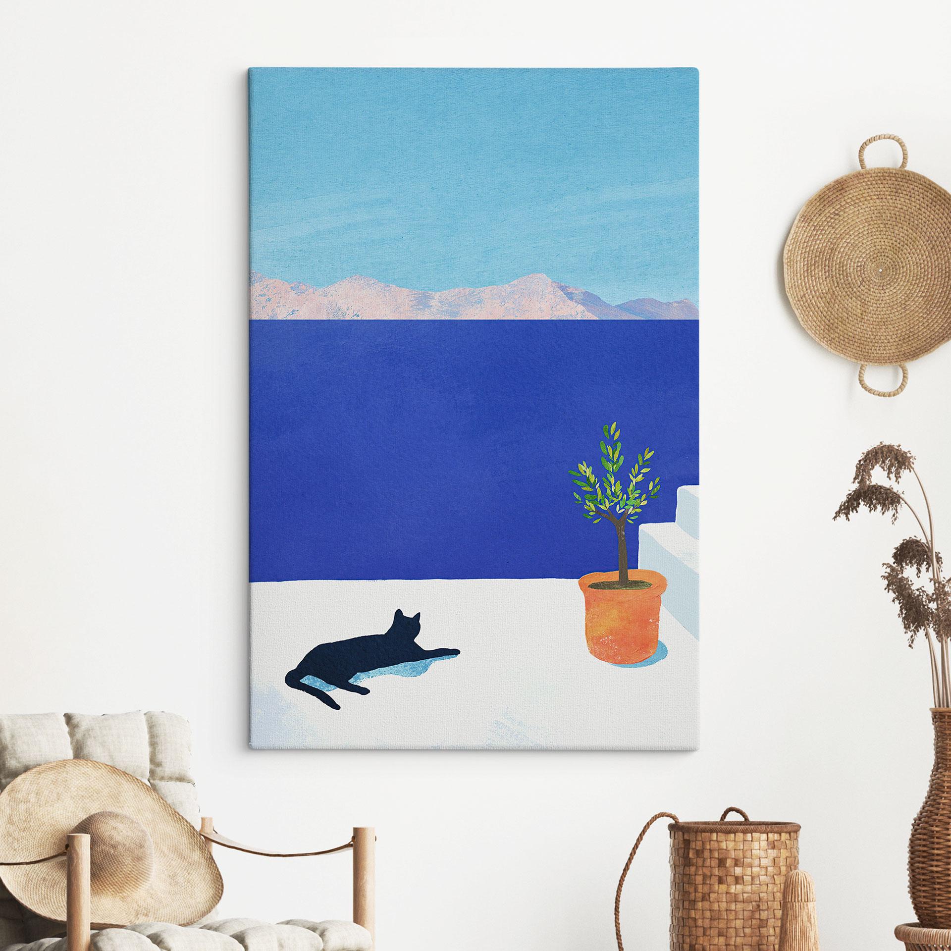 Canvasbillede Siesta med kat ved havet - Rivers