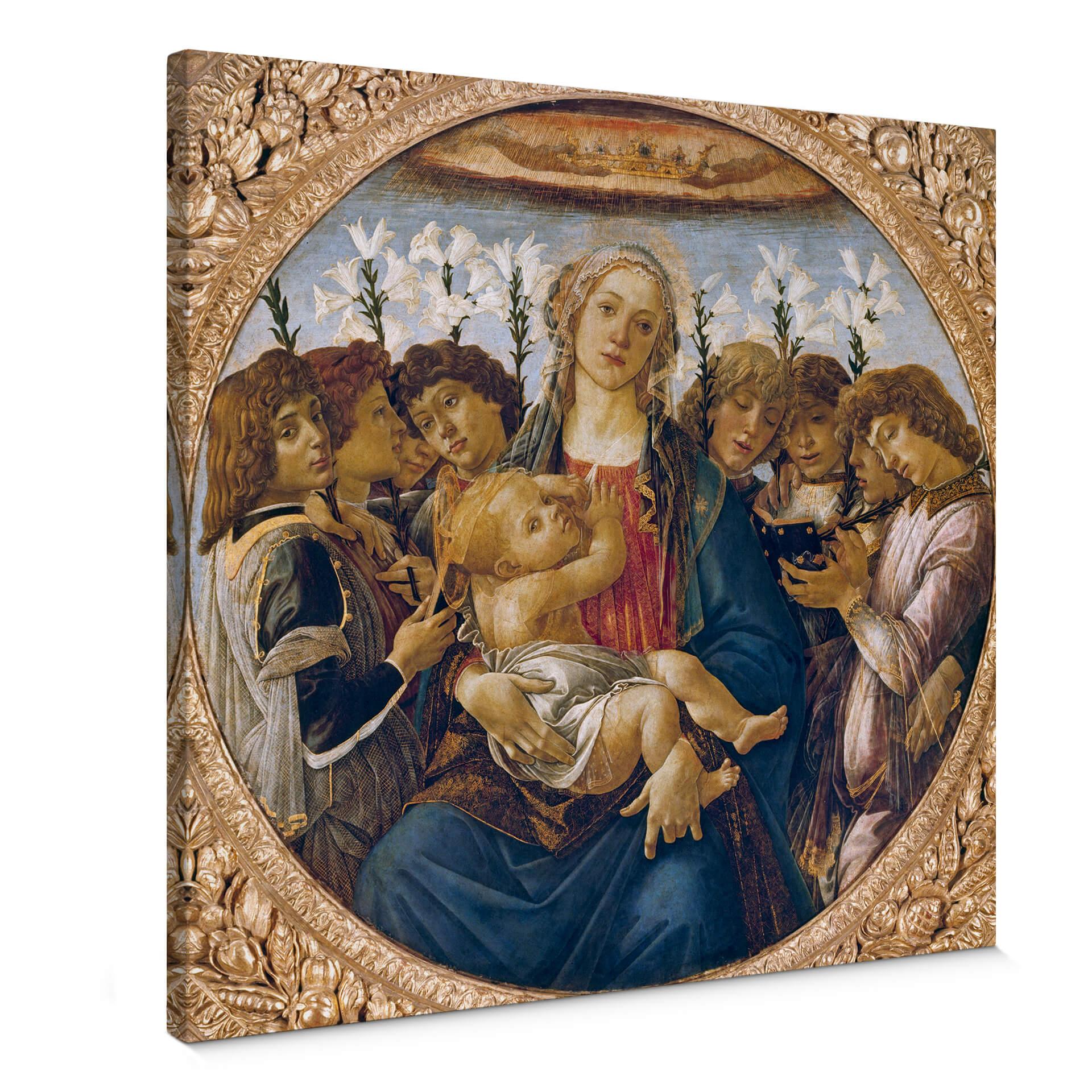 Botticelli - Madonna med barn og otte engler - Lærredsprint
