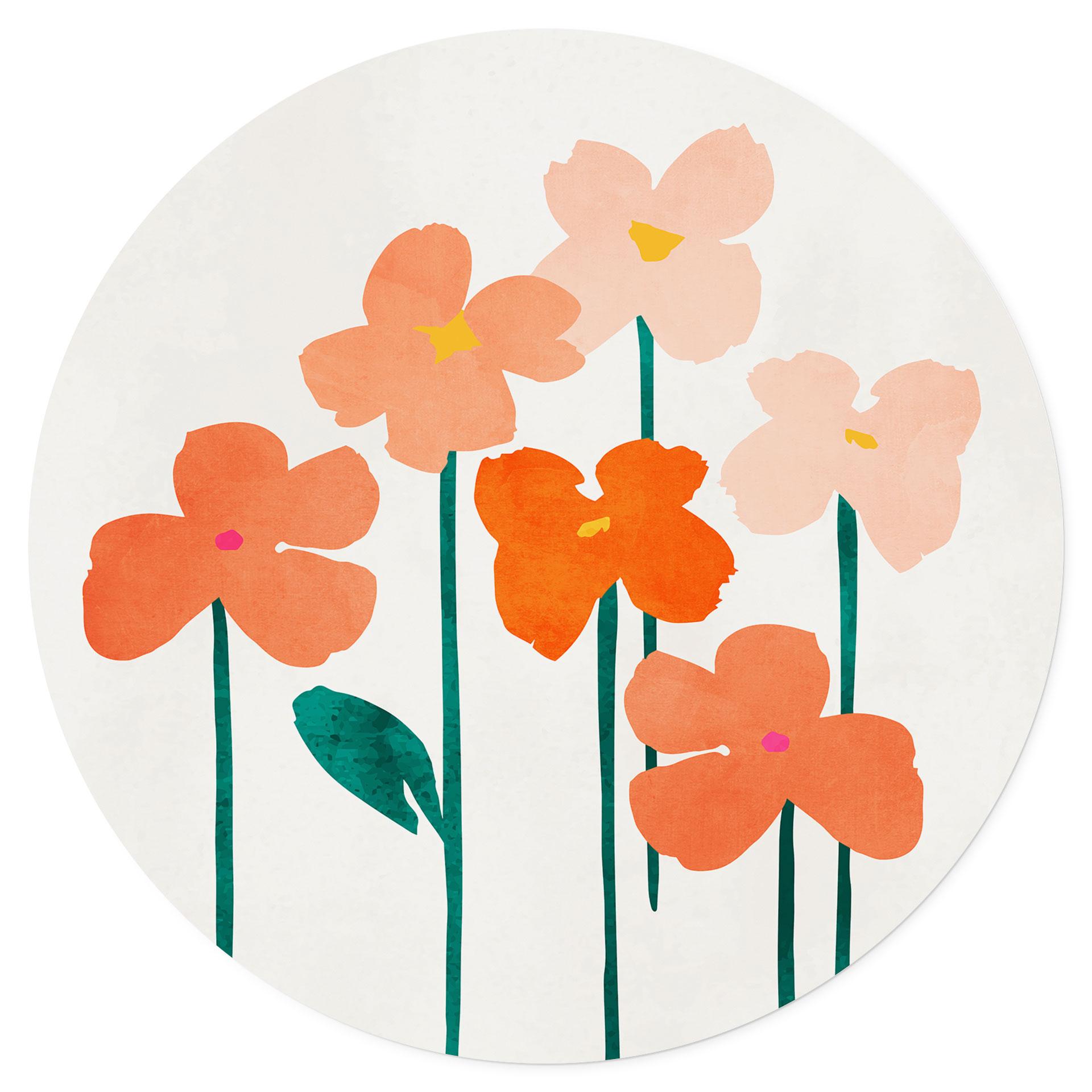 Muursticker Kleine bloemen in perzikkleuren - Kubistika