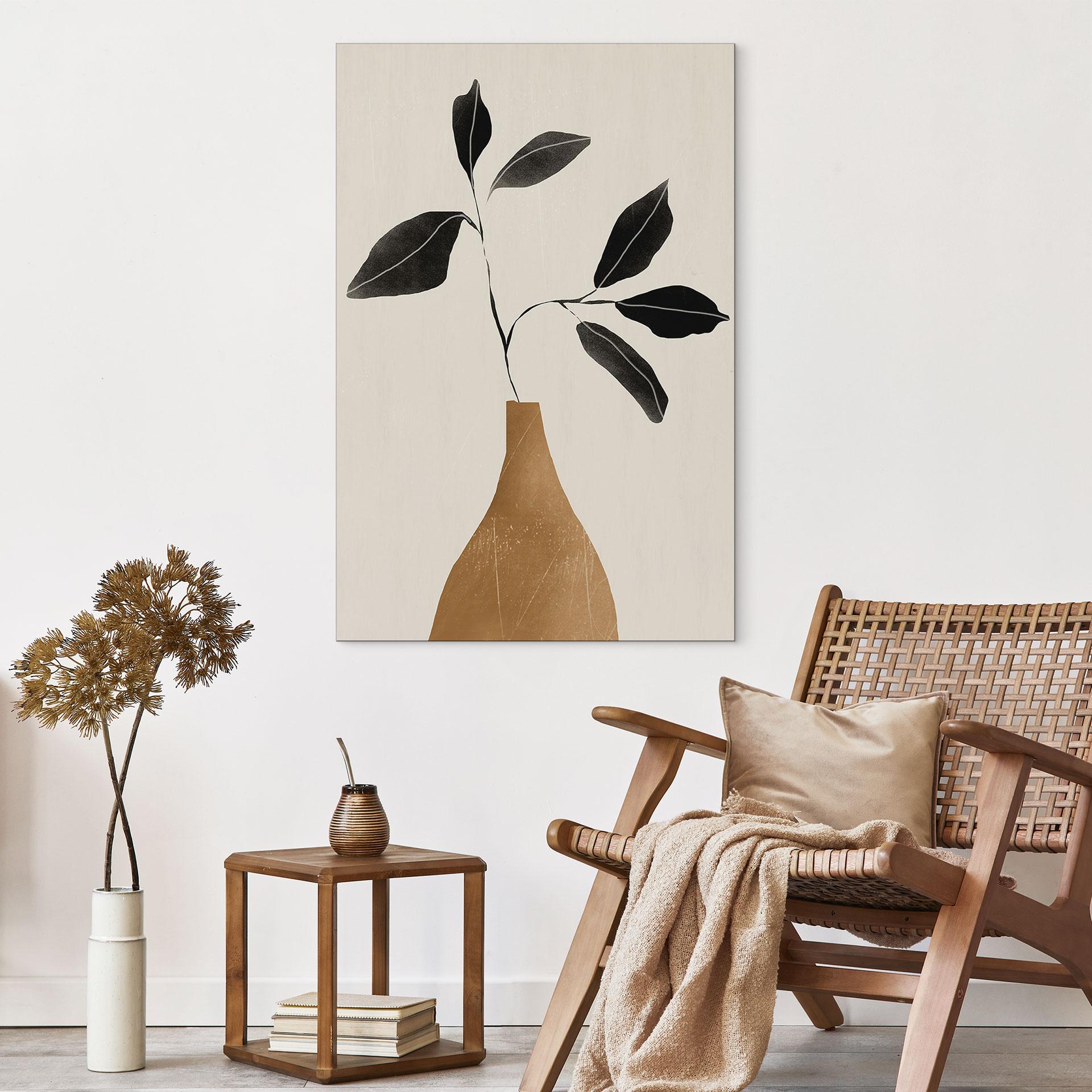 Billede af gren i gylden vase - ThingDesign – print på aluminium (Alu-Dibond)