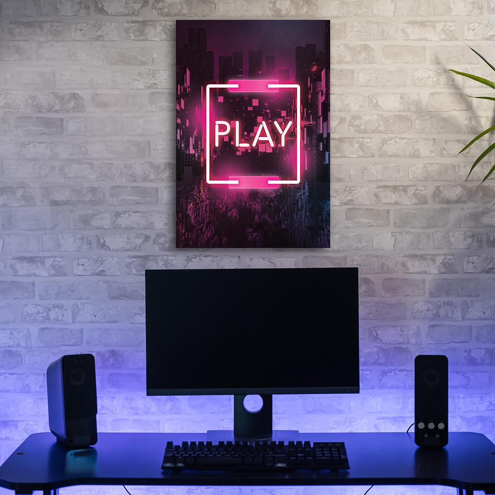 Canvasbillede, lyserød spilinskription til gamer