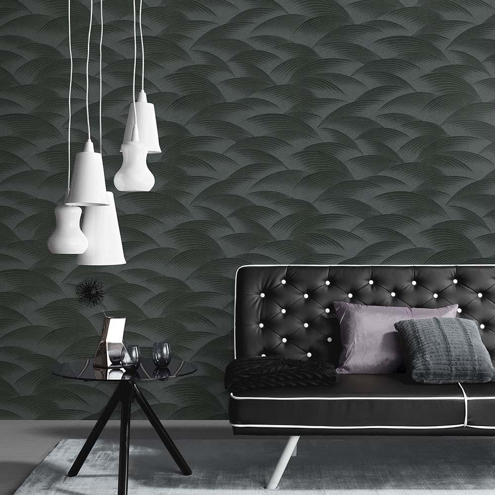 Bølget tapet, mønstret tapet Fashion for Walls 4 af Guido Maria Kretschmer sort
