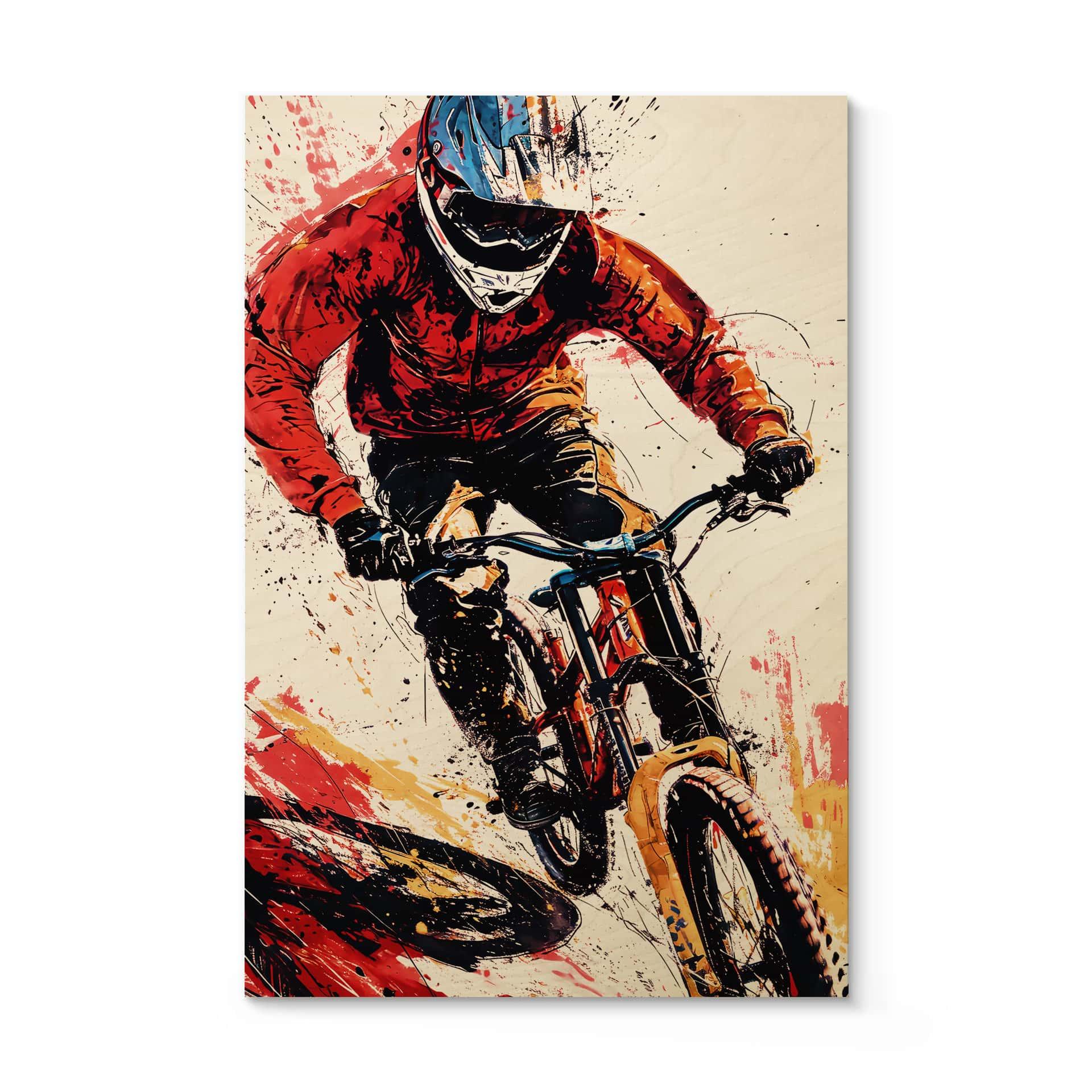 Træplakat Dynamisk mountainbiker - Jaszke