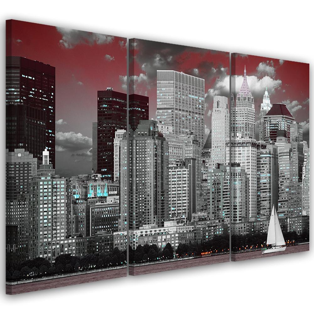 3 stykke lærredstryk, New York Skyline skyskrabere