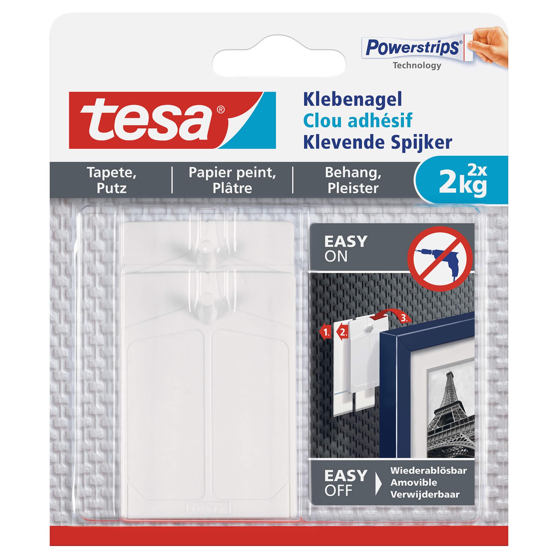 tesa® Selvklæbende Tapet & Gips, 2x2 kg