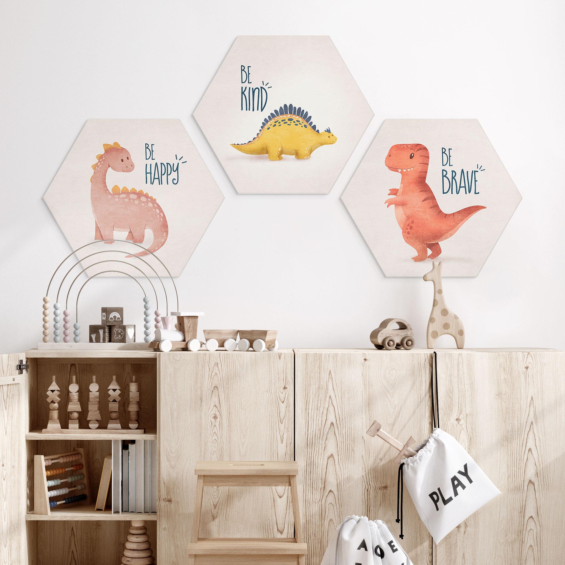 Hexagon Dibond Dino Be Kind - Stegosaurus - Tunaboylu