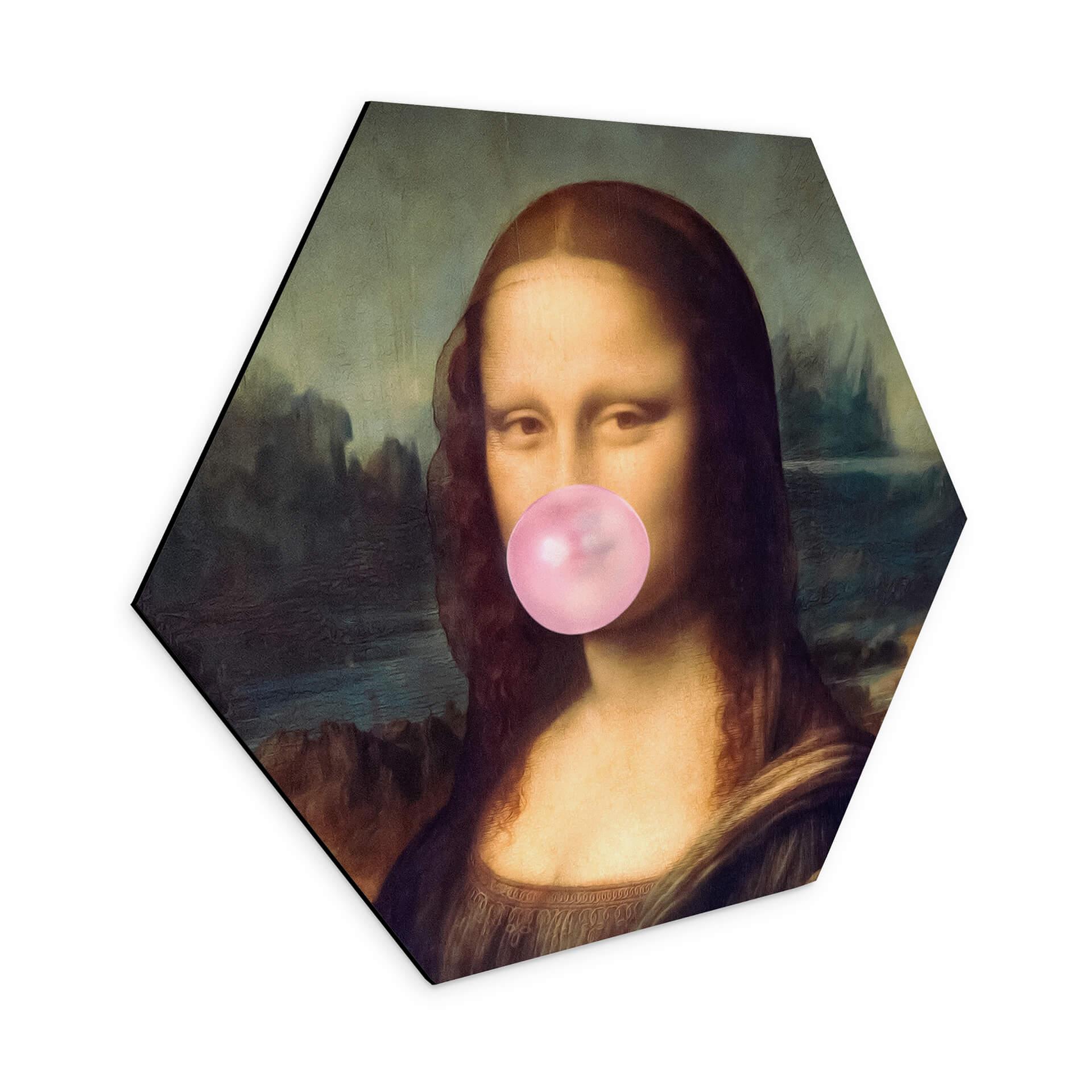 Hexagon Dibond Taudalpoi - Mona Lisa med tyggegummi