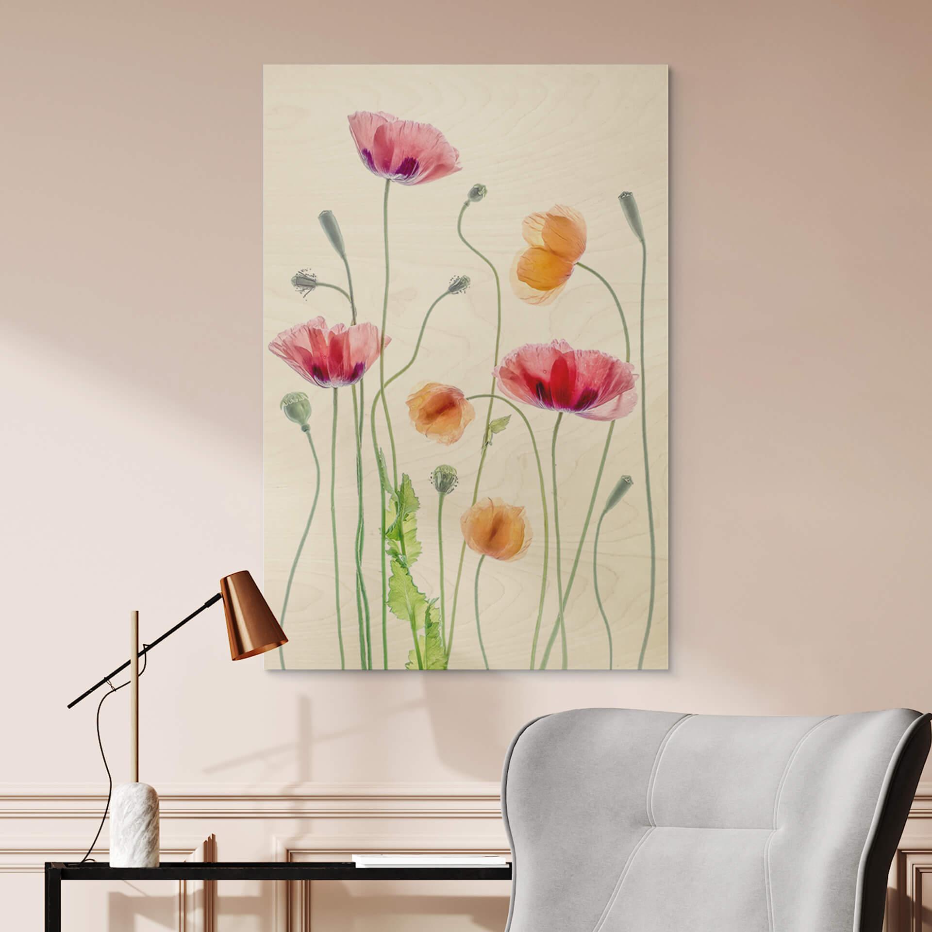 Træplakat Disher - Colourful Poppies