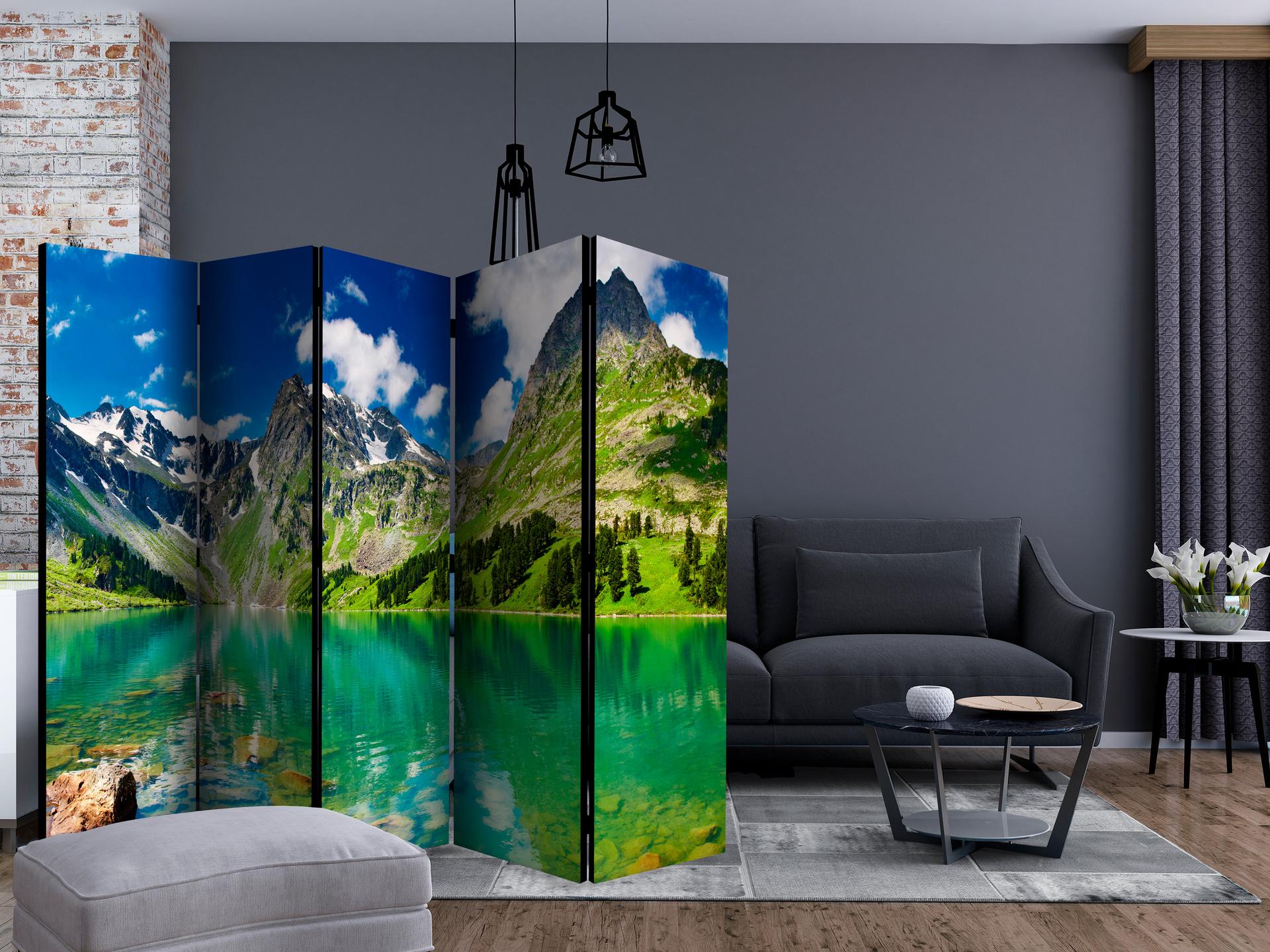 Kamerscherm - Bergmeer, 5-delig - 225x172 cm