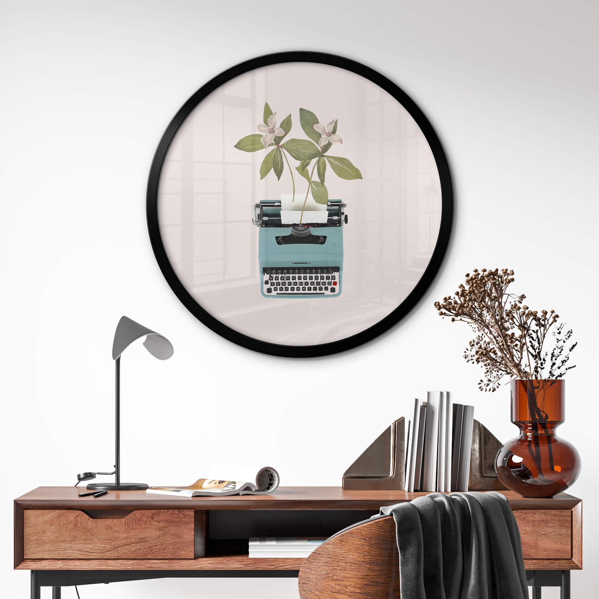 Poster Frida Floral Studio - Botanische Schreibmaschine - Rund