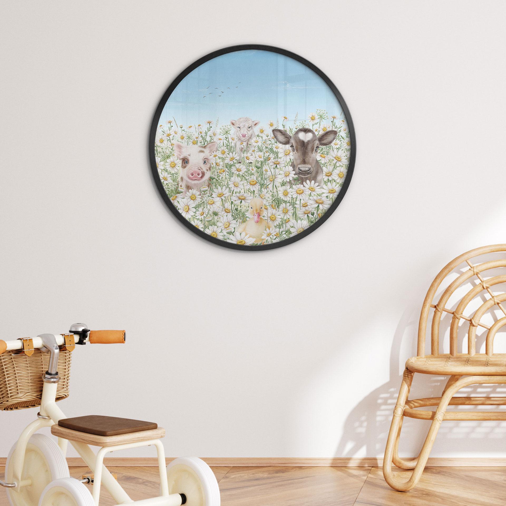 Plakat Bondegårdsdyr på blomsterengen - Kikki Belle
