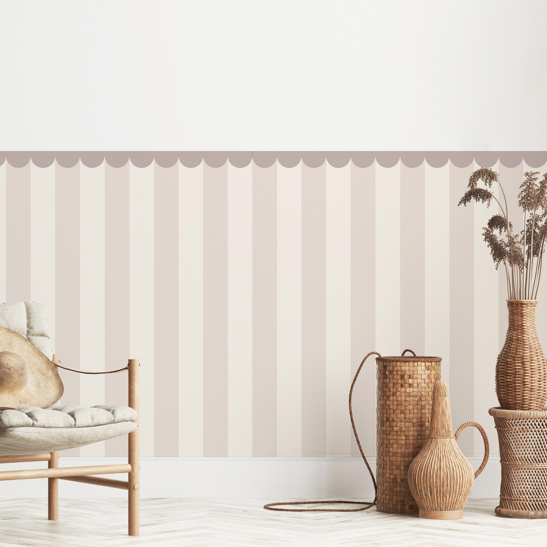 Wandpanelen Wandbekleding zelfklevend beige gestreept met rand