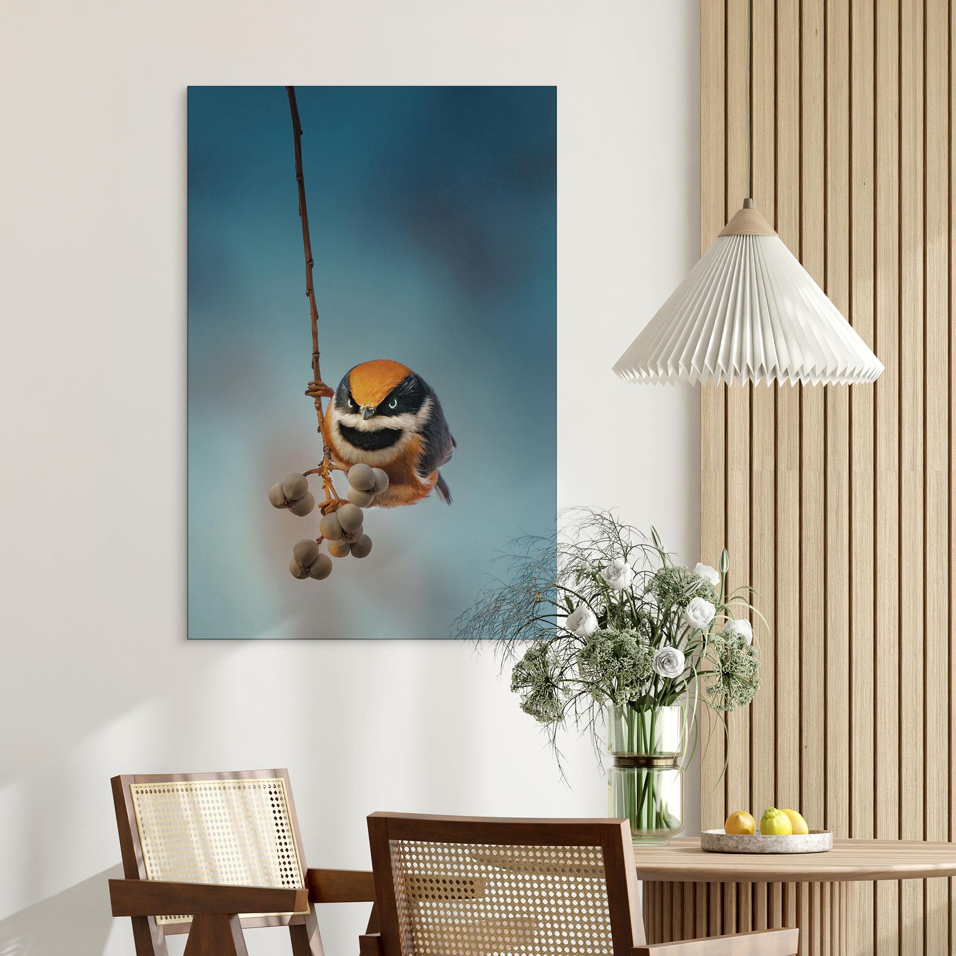 Wandbild Kleiner Vogel am Ast - Jacob Xu - Alu-Dibond