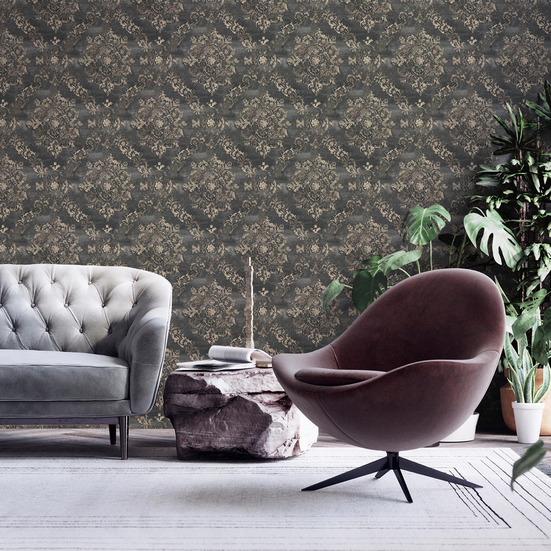 Livingwalls Barocktapete My Home My Spa Vliestapete Romantic Home Vintage umbragrau, perlbeige