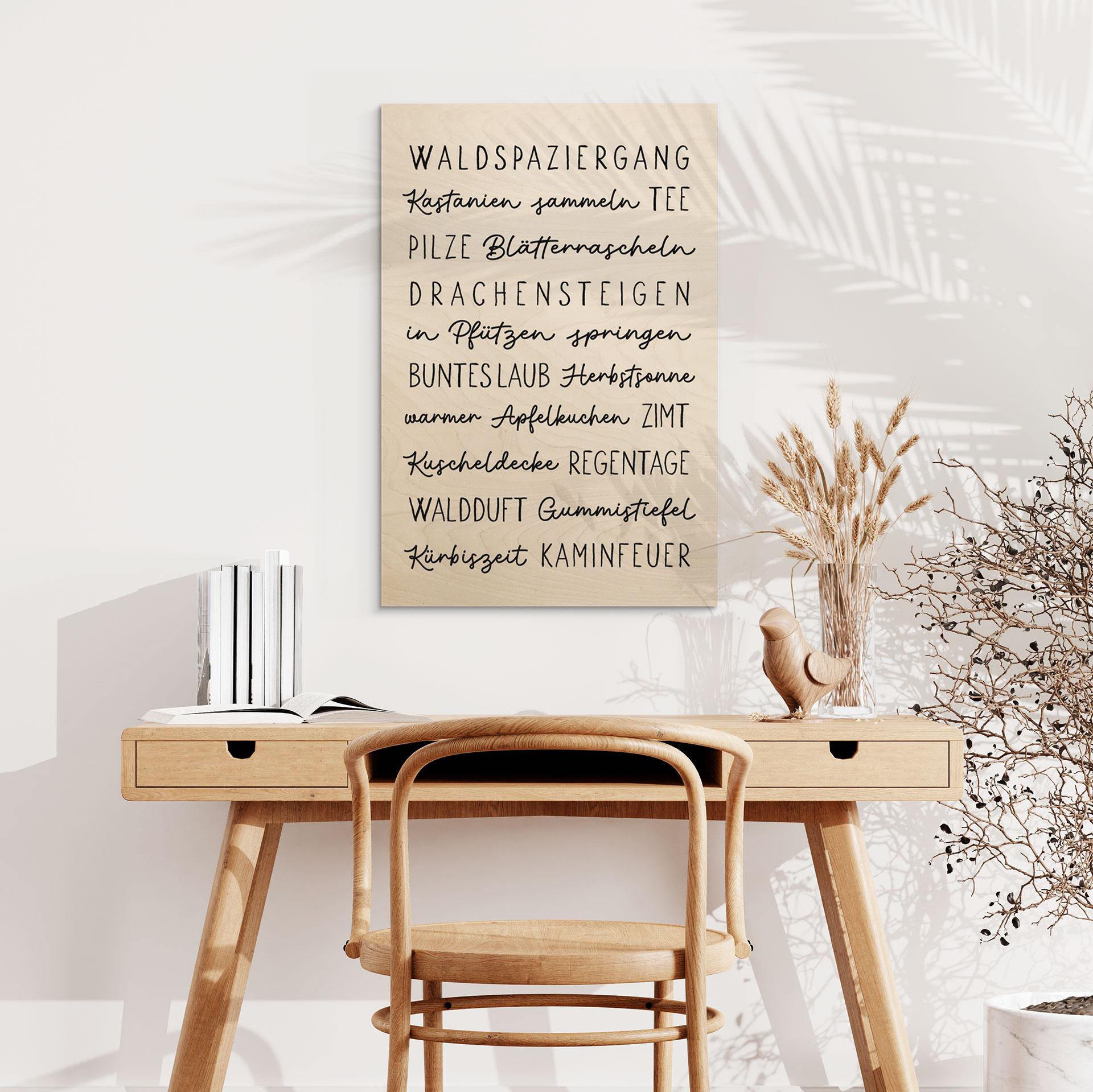 Holzbild Herbstliche Worte - Typografie