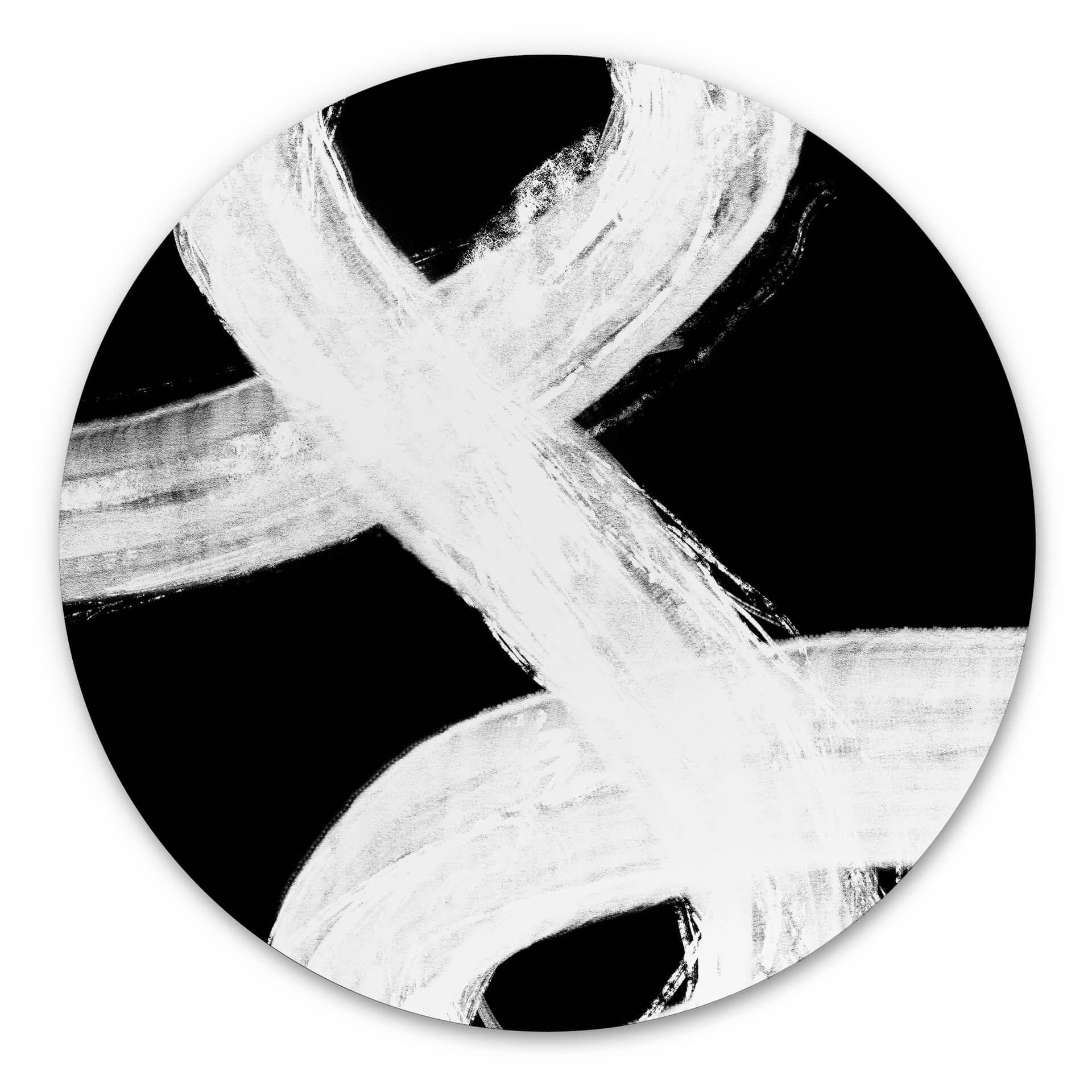 Tableau sur alu-Dibond rond 1X Studio - Jeu de lumière en noir et blanc