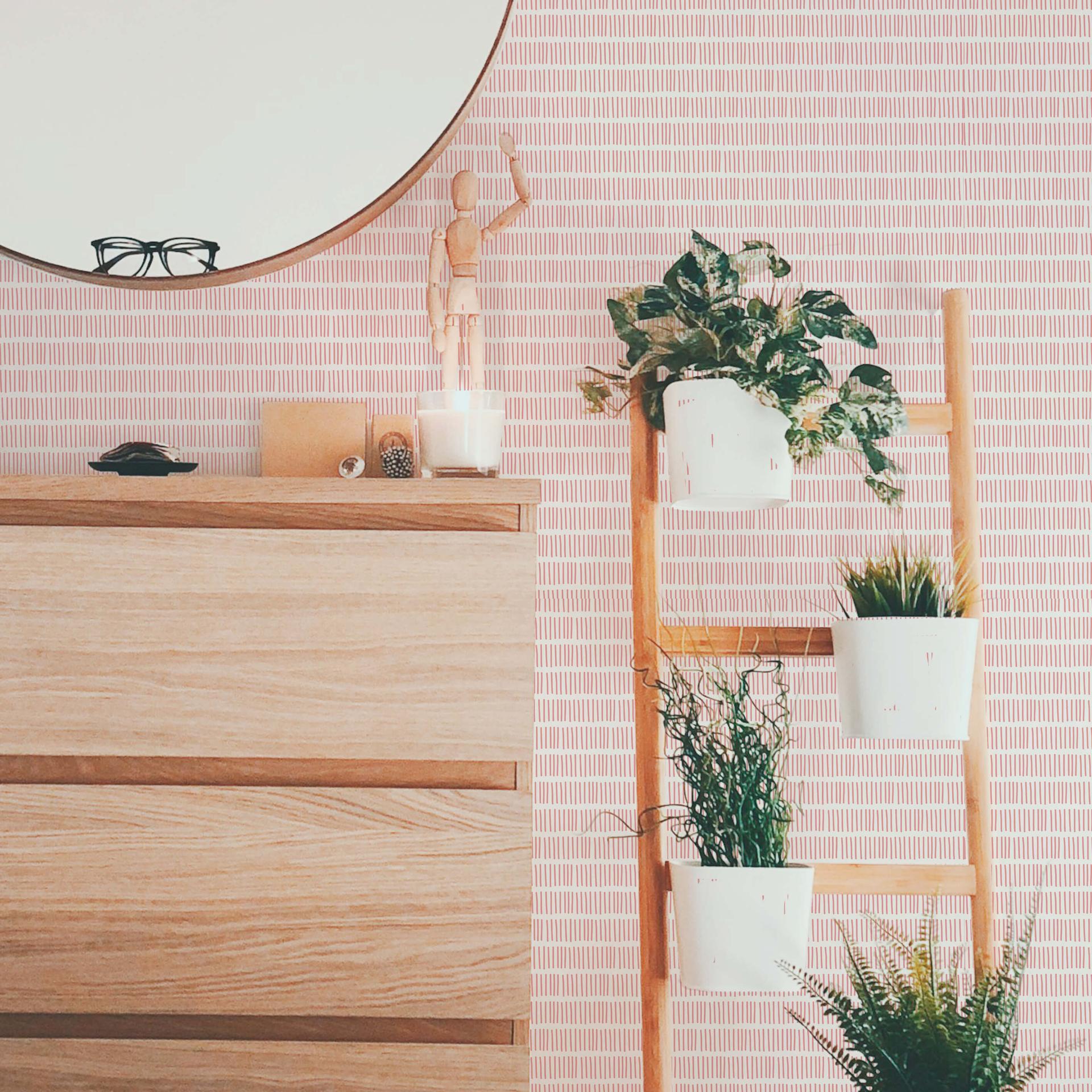 Patroonbehang strepen - roze