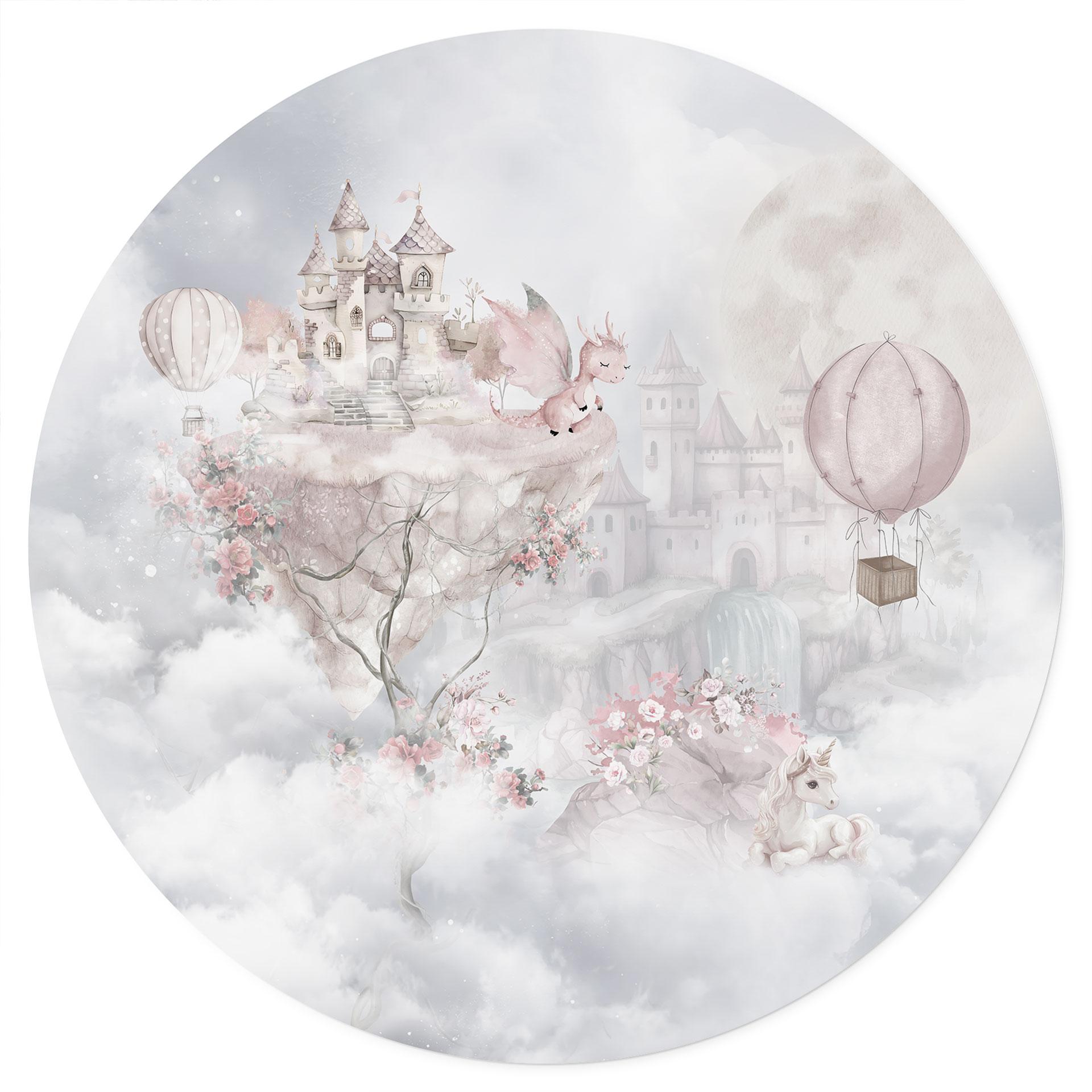 Wandtattoo Märchenwelt mit Schloss und Einhorn - Ms Tiff - Rund