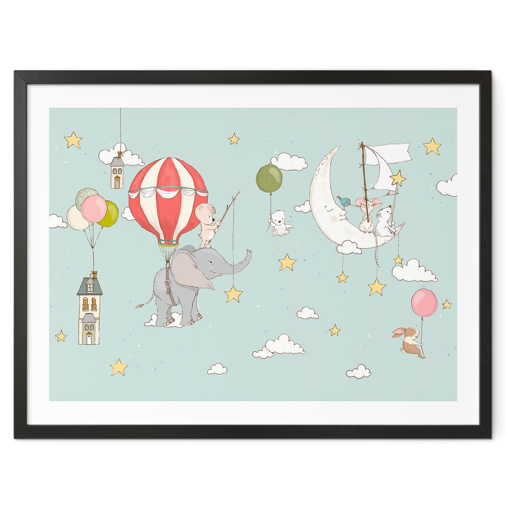 Plakat Flyvende dyr med varmluftsballon - Skellern