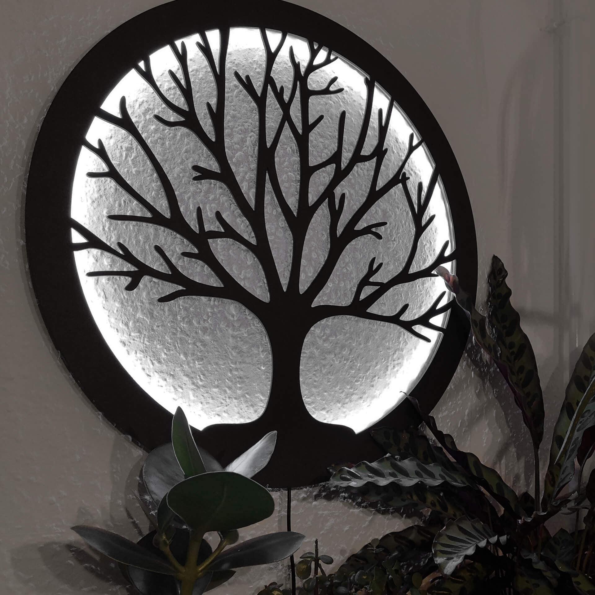Décoration lumineuse LED en MDF - Arbre de vie