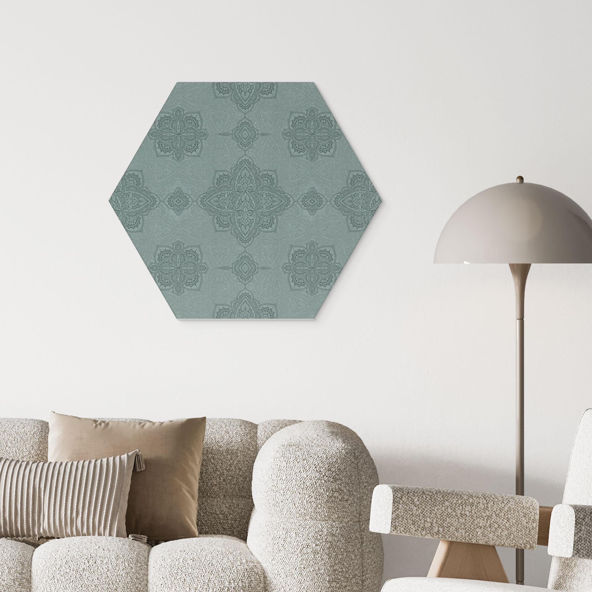 Sekskantet Billede Mønster Marrakech Grøn - Bloomery Decor - Aluminium Dibond