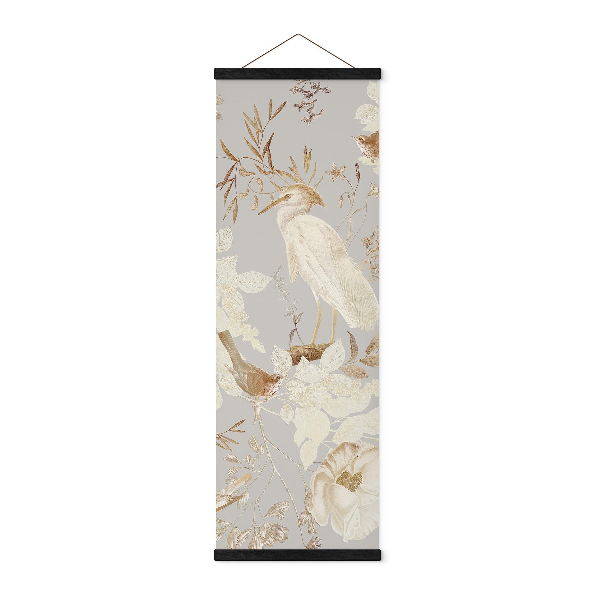 Tekstil plakat Fugle blandt hvide blomster - UN Designs