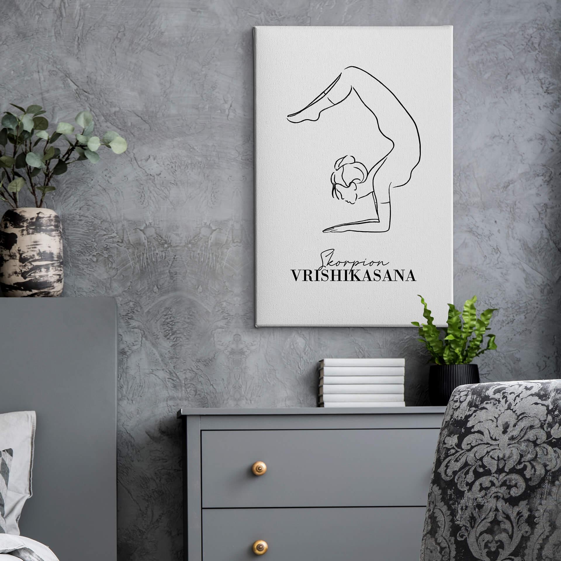 Lienzo Yoga Escorpión - Line Art
