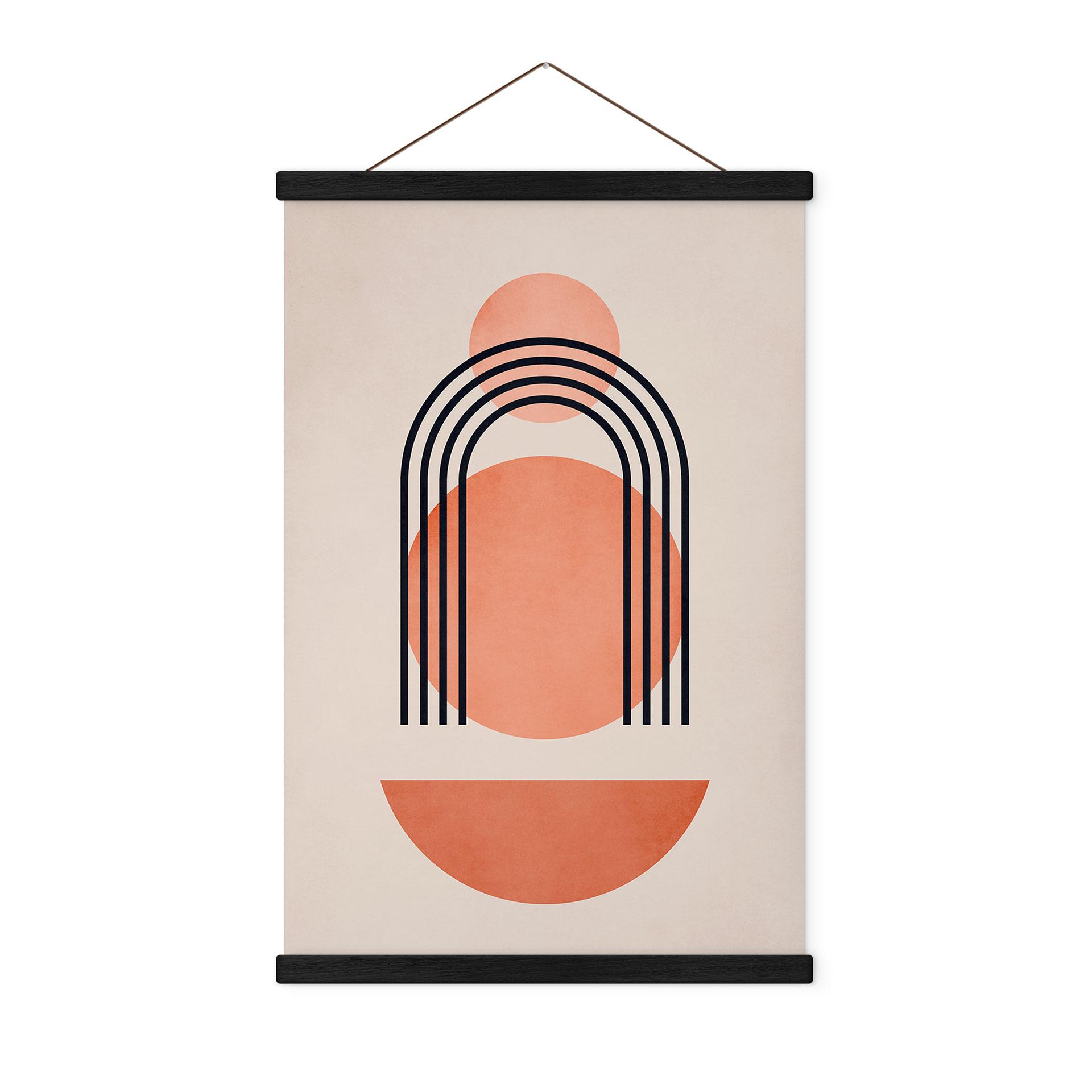 Tekstil plakat Abstrakt geometri i ferskenfarver - Kubistika