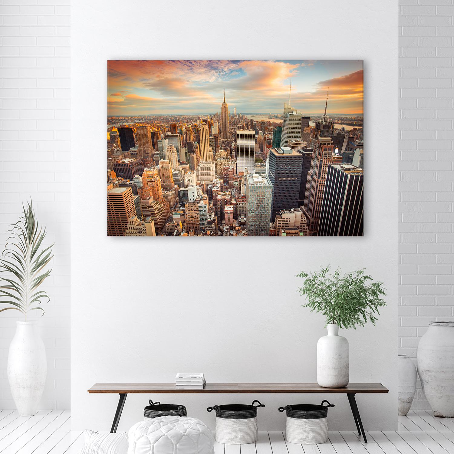 Canvasbillede, solnedgang over New York